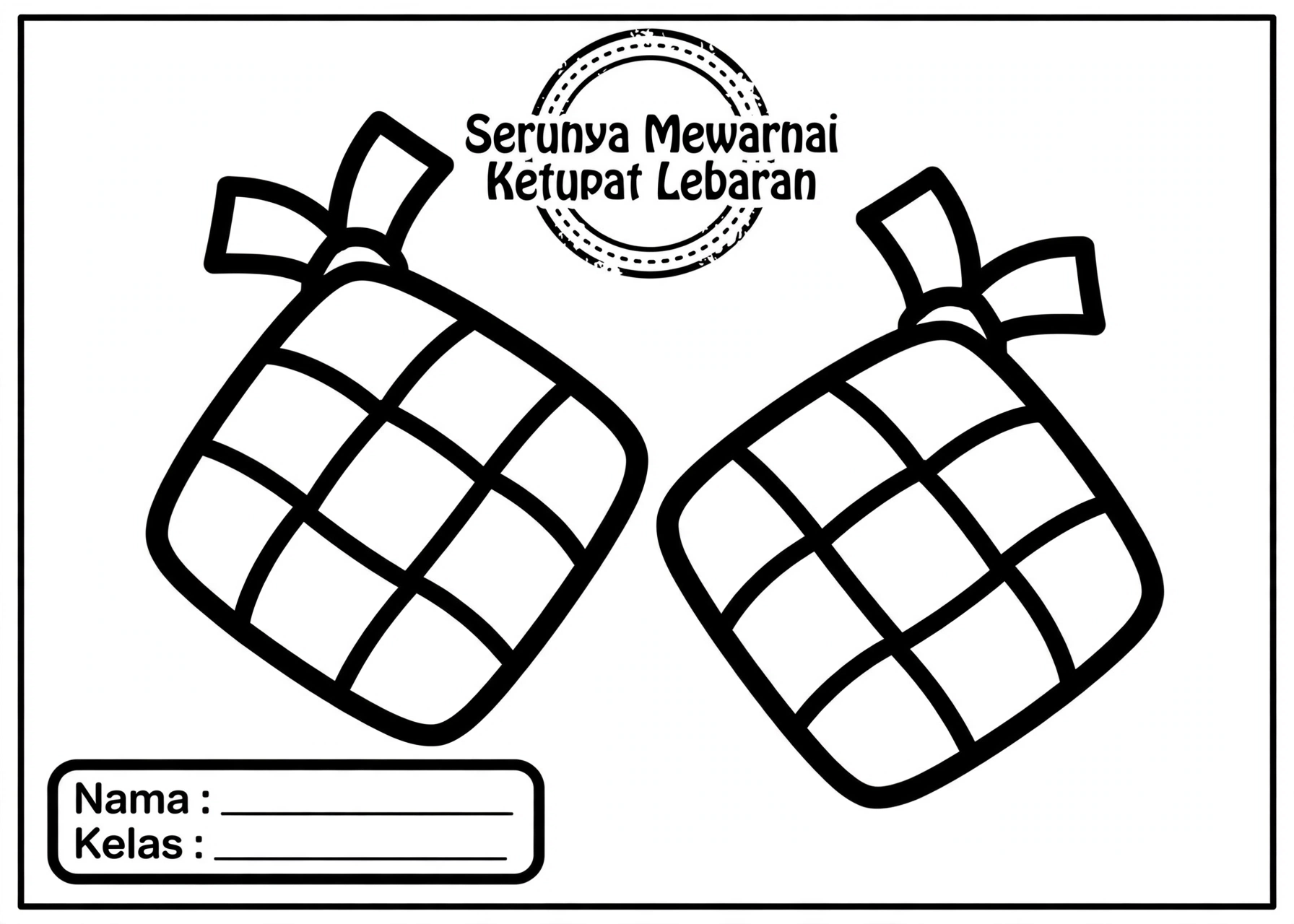 Coloring Page Serunya Mewarnai Ketupat Lebaran 4 Coloring Page Ketupat Lebaran