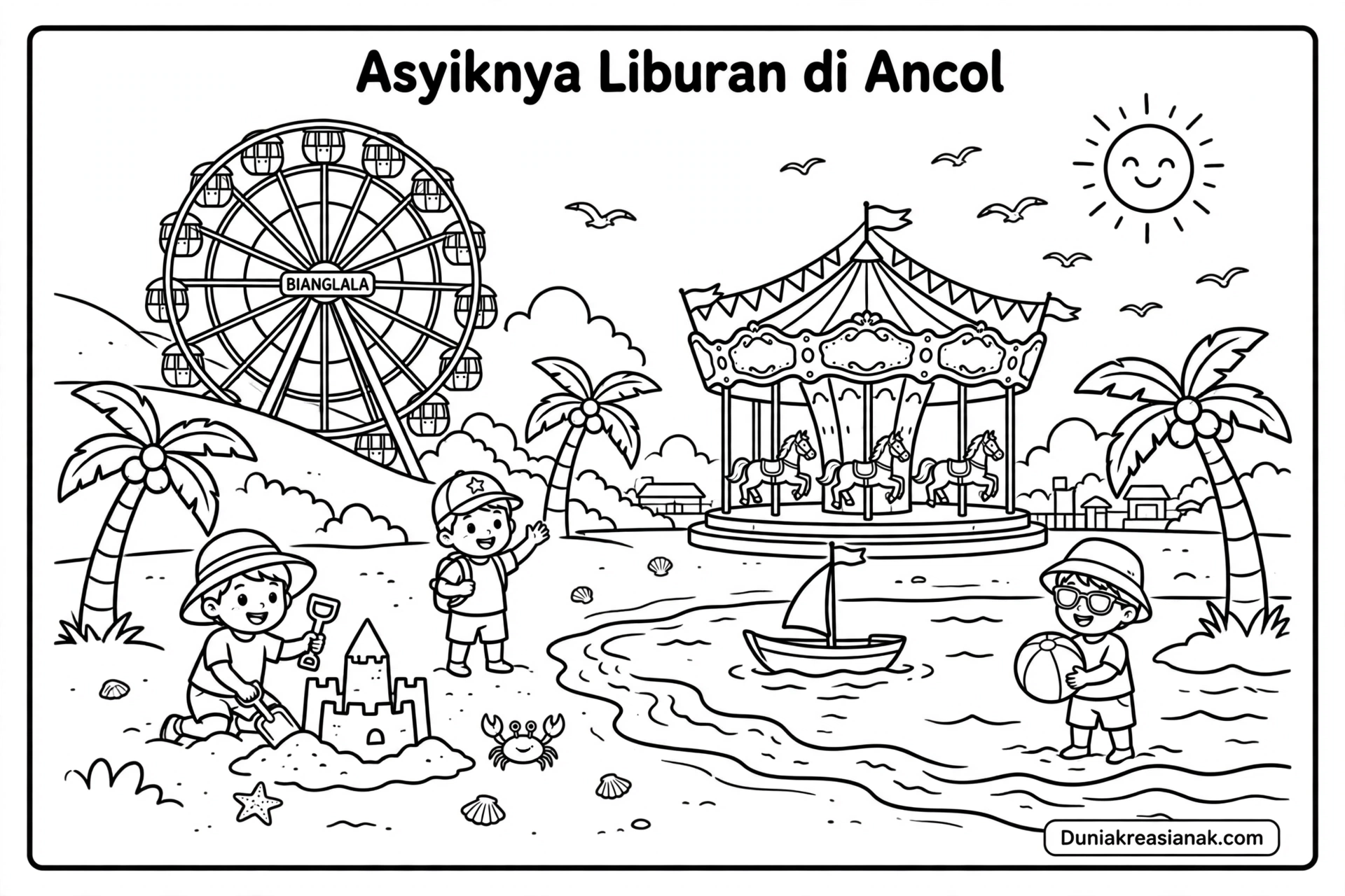 Coloring Page Liburan di Ancol