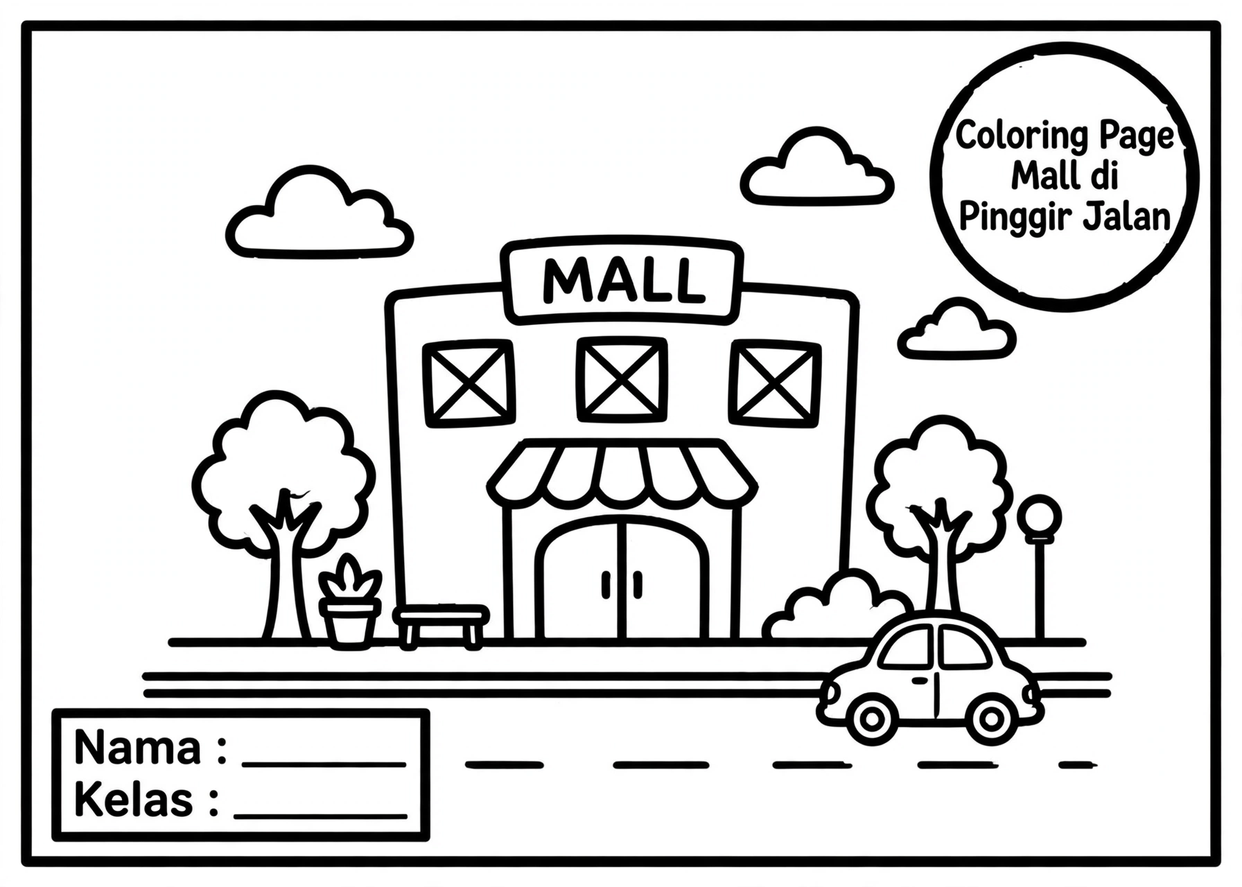 Coloring Page Mall di Pinggir Jalan 5Y