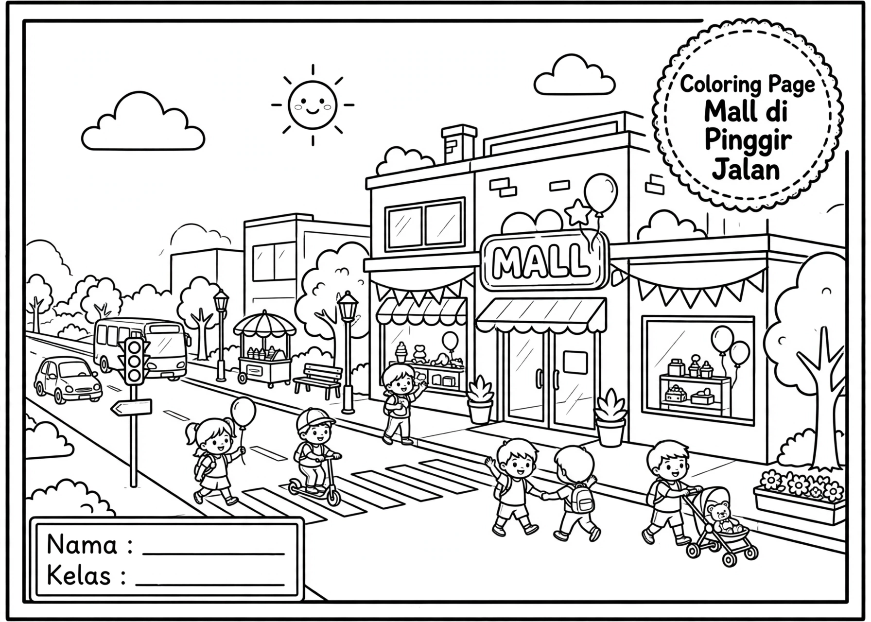 Coloring Page Mall di Pinggir Jalan 6Y