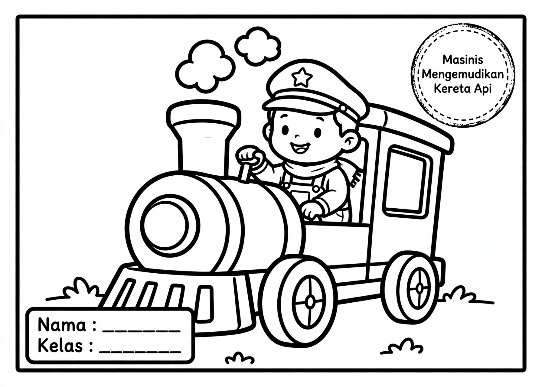 Coloring Page Masinis Mengemudikan Kereta Api 5Y