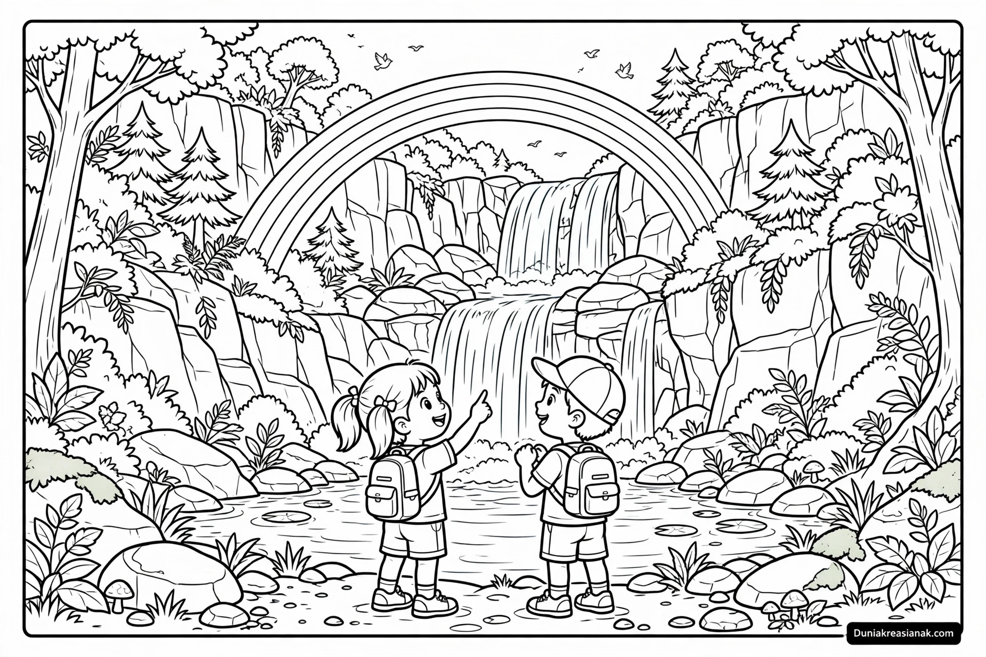 Coloring Page Menikmati Keindahan Air Terjun di Perjalanan 3 Coloring Page Menikmati Keindahan Air Terjun di Perjalanan