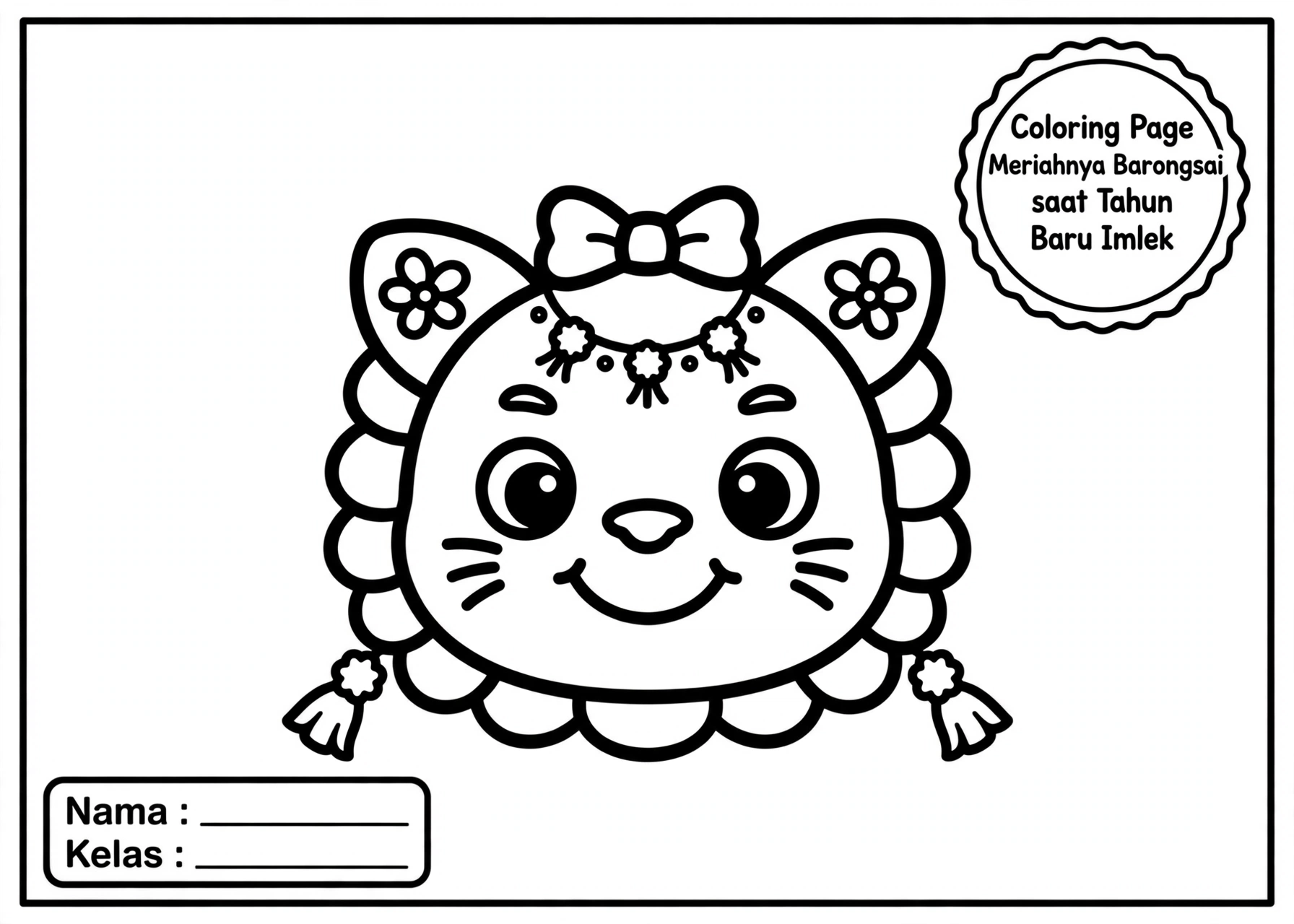 Coloring Page Meriahnya Barongsai saat Tahun Baru Imlek 5Y