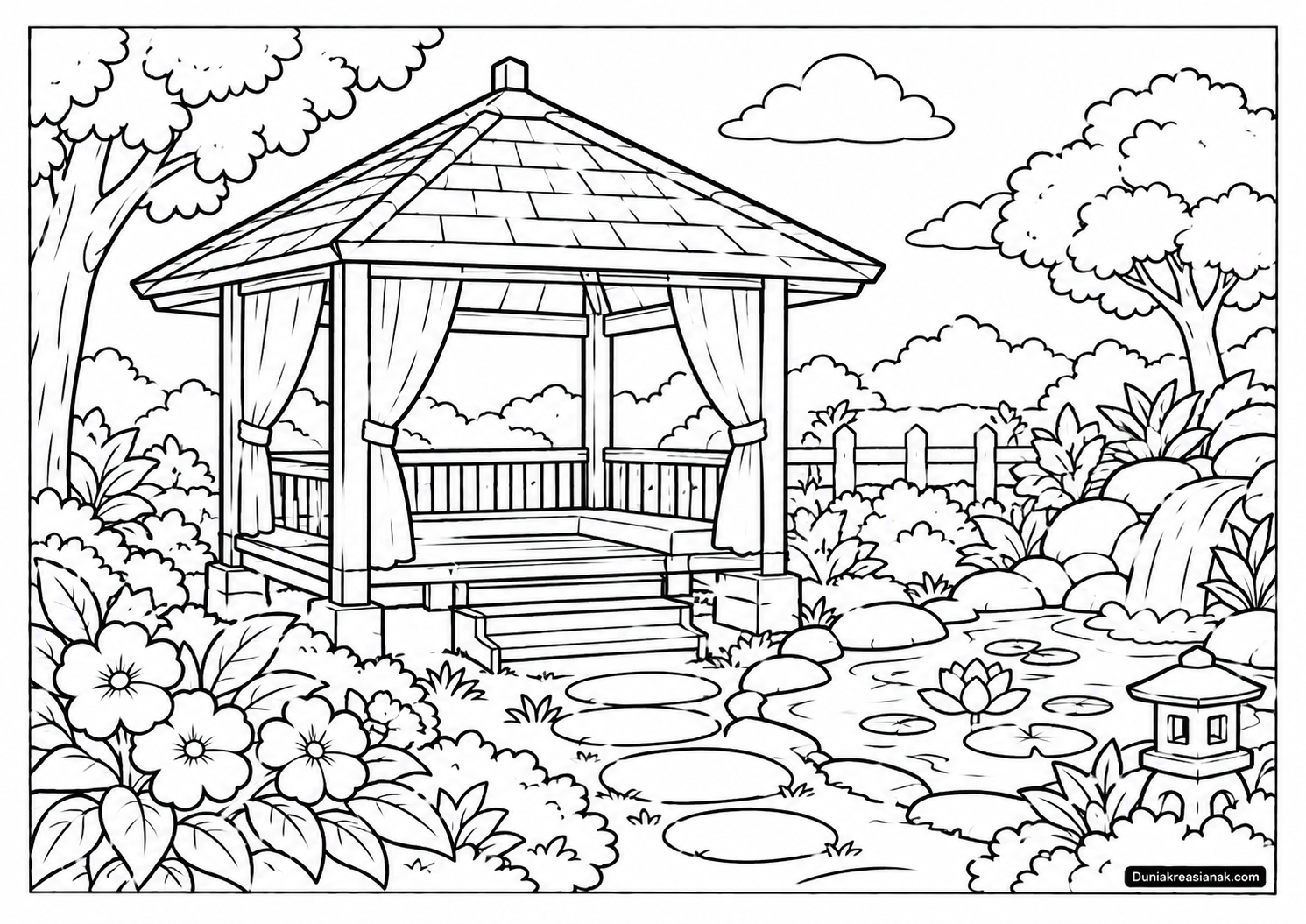 Coloring Page Mewarnai Sketsa Gazebo