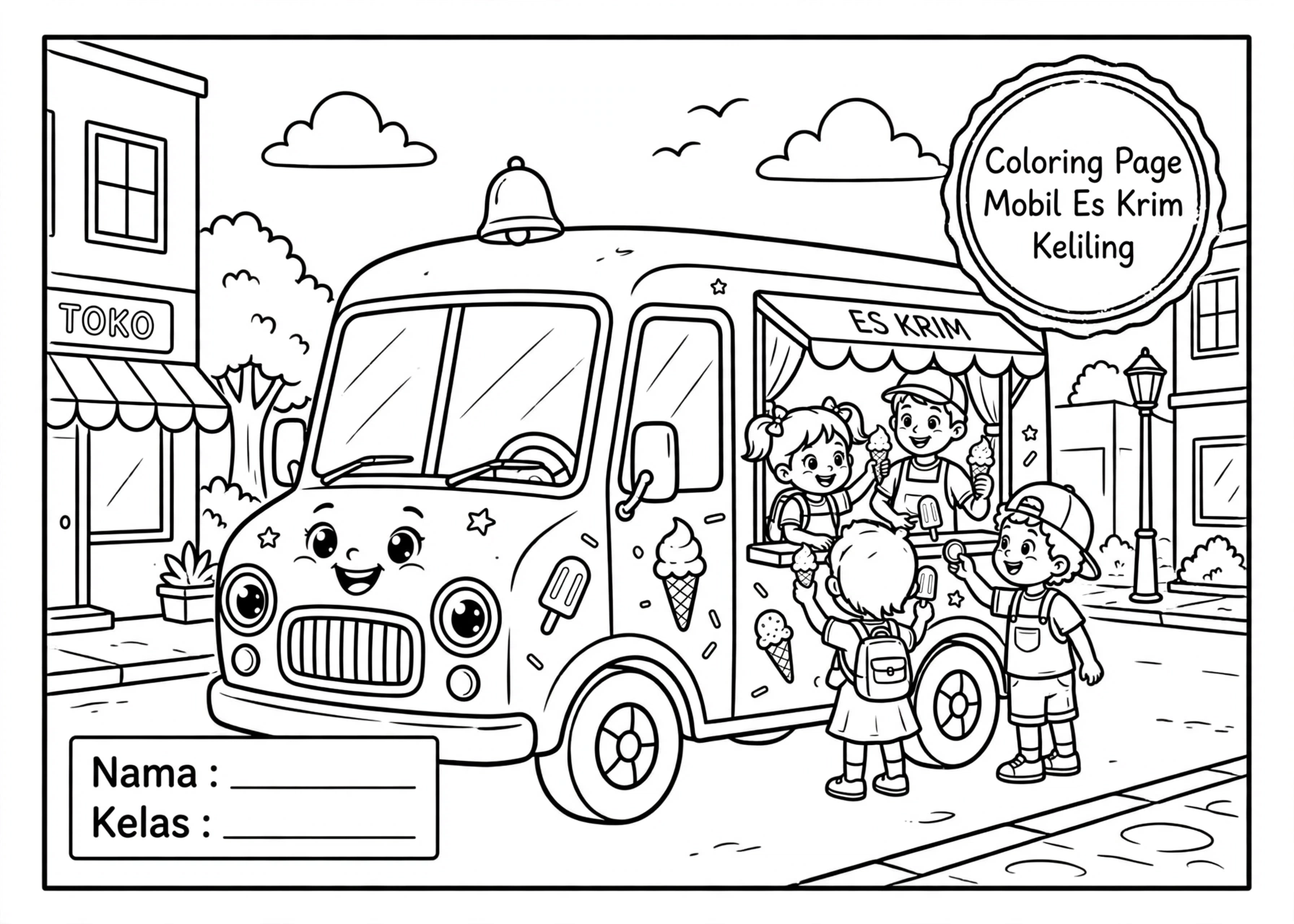 Coloring Page Mobil Es Krim Keliling 3 Coloring Page Mobil Es Krim Keliling 6Y