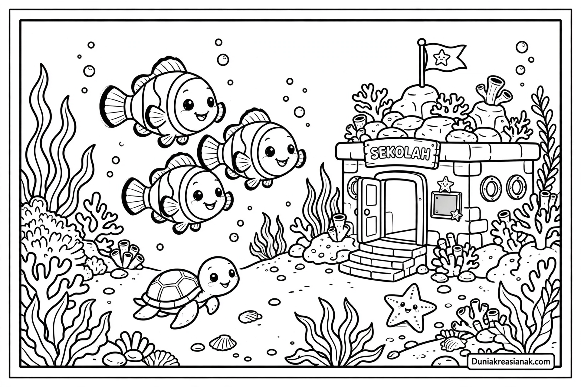 Coloring Page Nemo dan Sahabat
