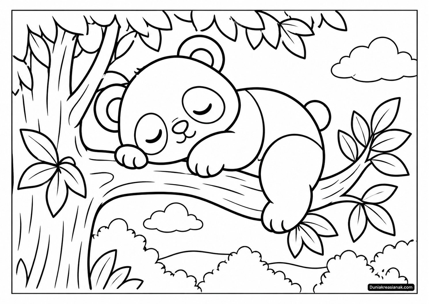 Coloring Page Panda Lucu Tidur Nyenyak di Pohon 3 Coloring Page Panda Lucu Tidur Nyenyak di Pohon
