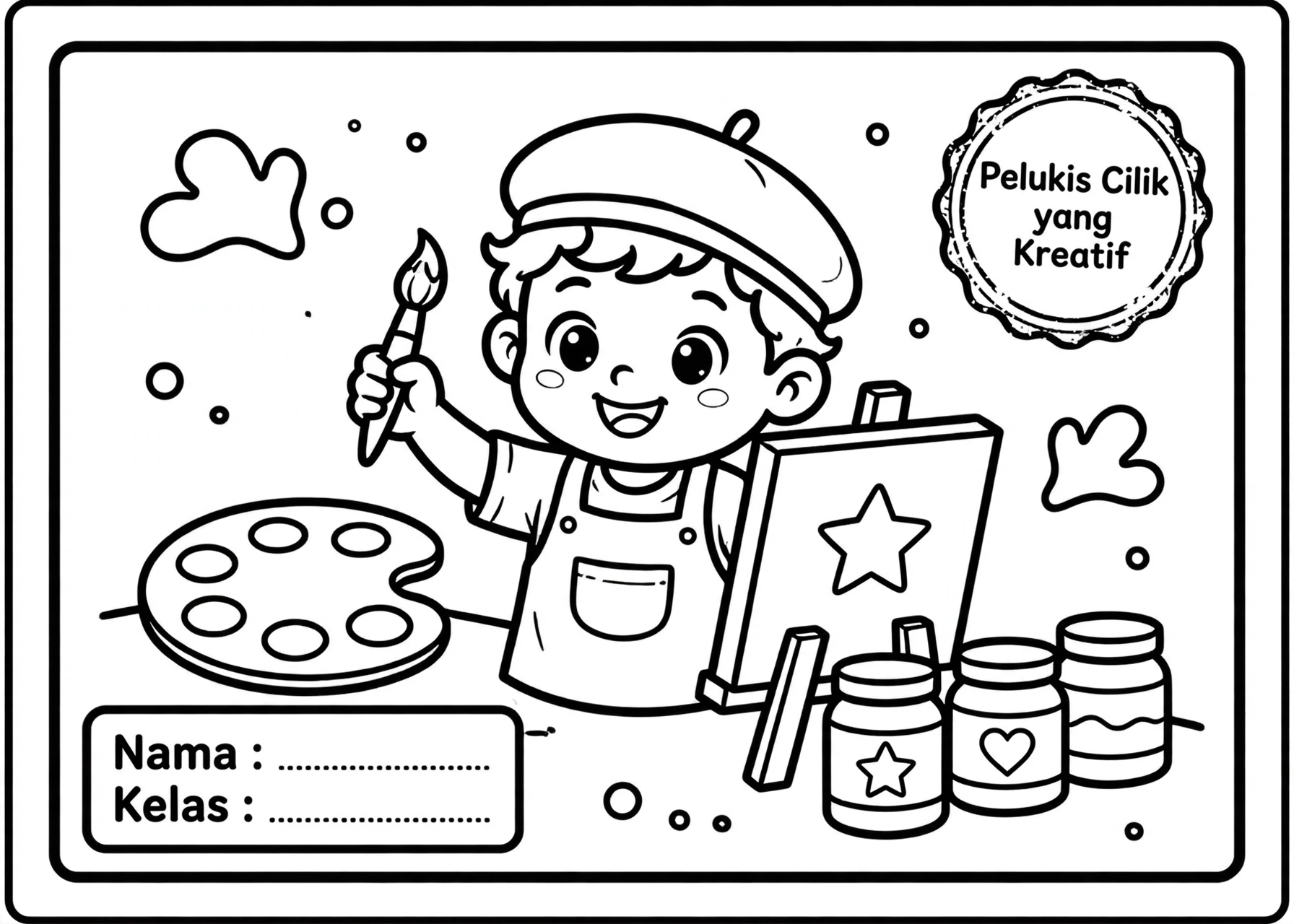 Coloring Page Pelukis Cilik yang Kreatif 5Y
