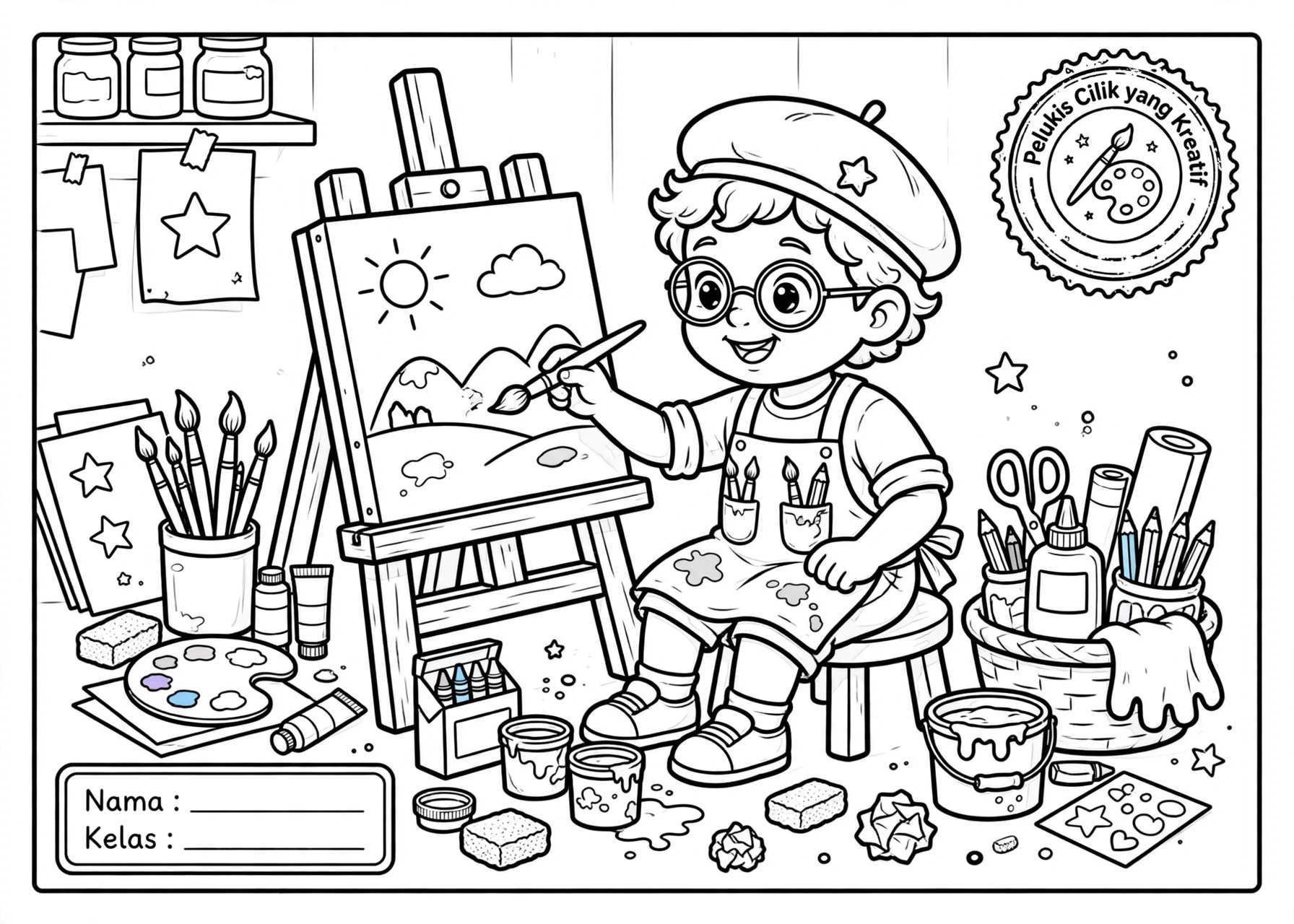 Coloring Page Pelukis Cilik yang Kreatif 6Y