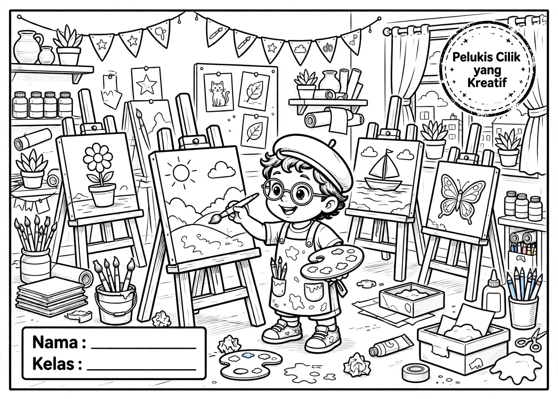 Coloring Page Pelukis Cilik yang Kreatif 7Y