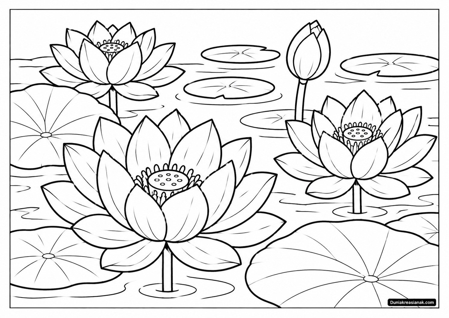 Coloring Page Pesona Bunga Lotus
