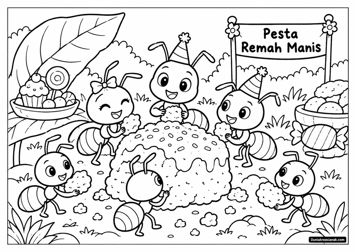 Coloring Page Pesta Remah Manis Si Semut 3 Coloring Page Pesta Remah Manis Sahabat Semut 1