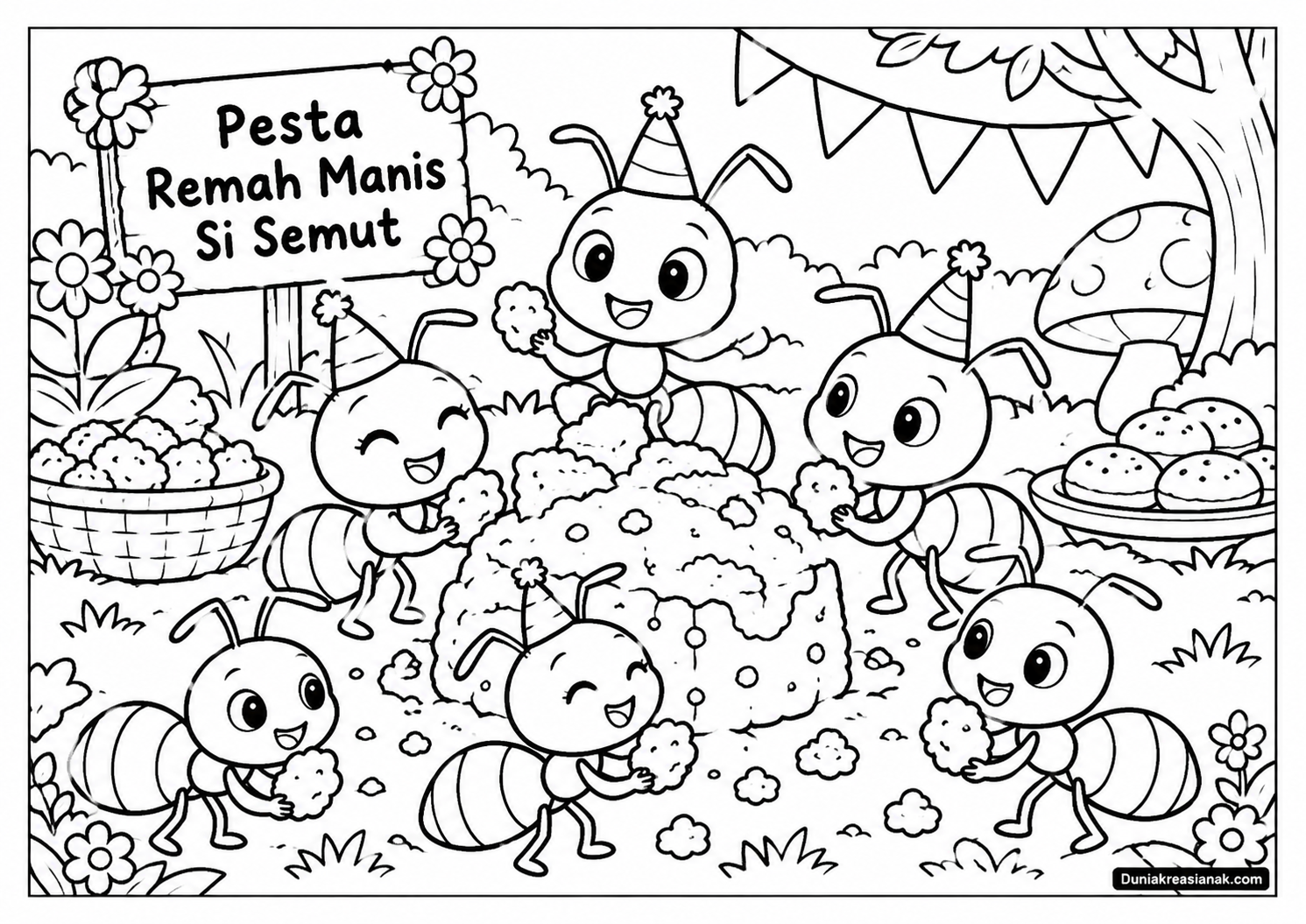 Coloring Page Pesta Remah Manis Si Semut 2 Coloring Page Pesta Remah Manis Si Semut