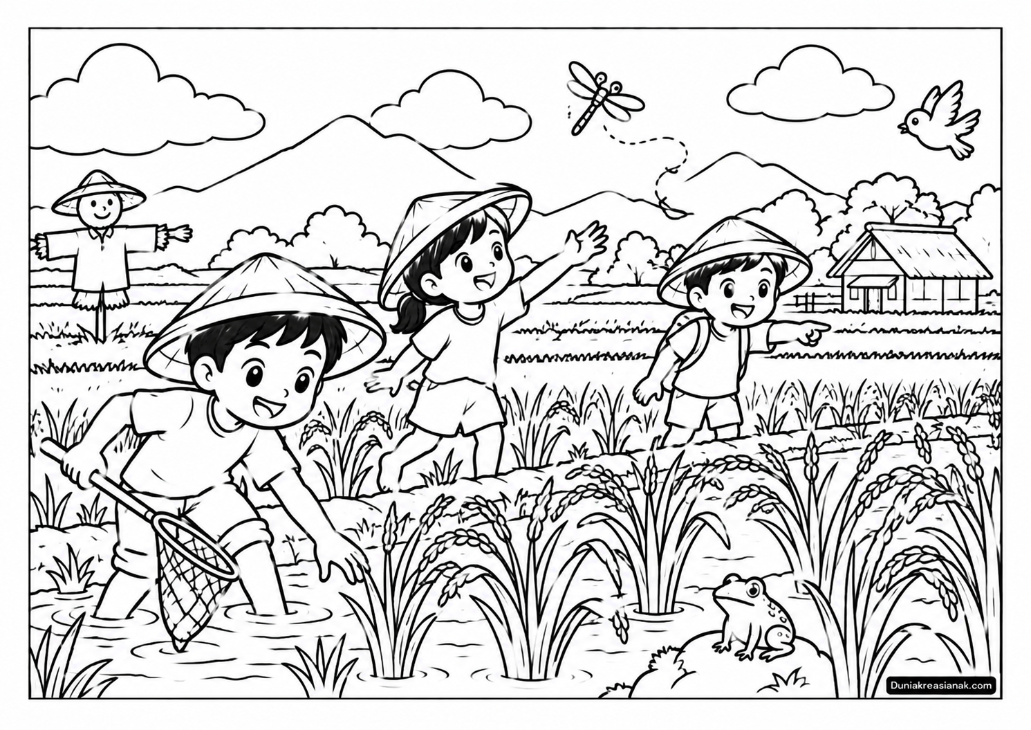 Coloring Page Petualangan Seru Anak di Sawah 2 Coloring Page Petualangan Seru Anak di Sawah