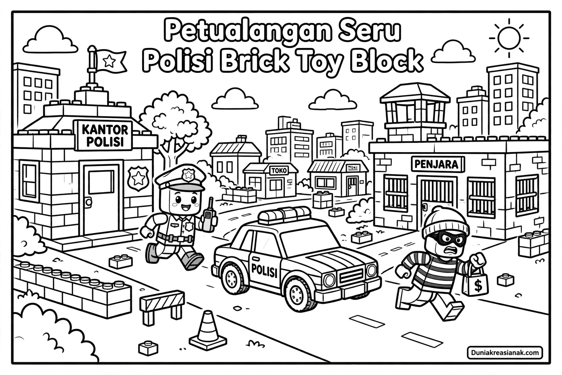 Coloring Page Petualangan Seru Polisi LEGO