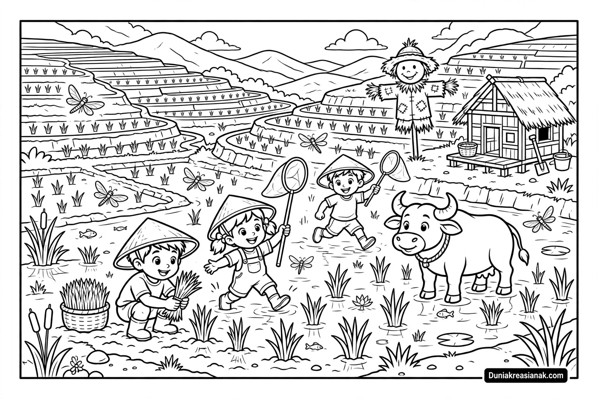 Coloring Page Petualangan Seru Anak di Sawah 3 Coloring Page Petualangan Seru di Sawah