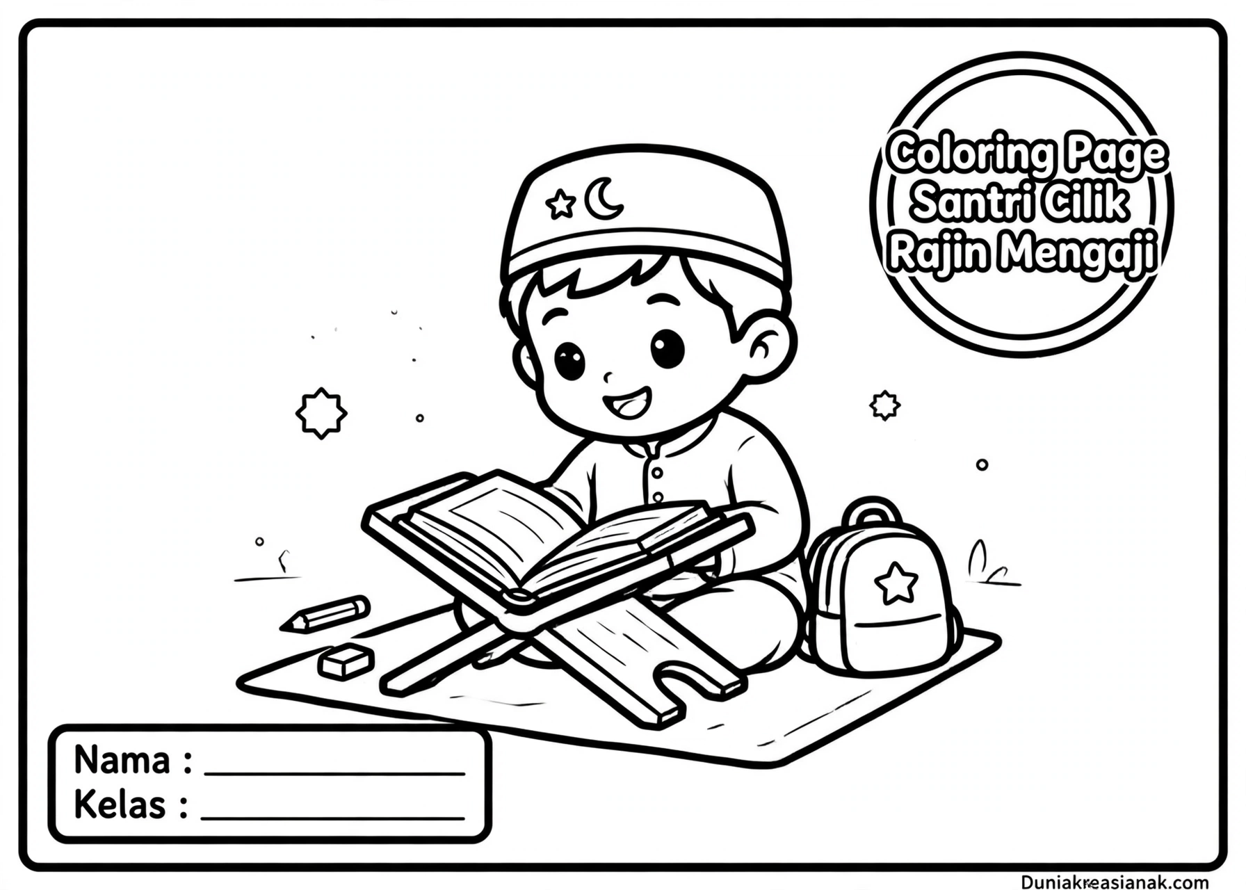 Coloring Page Santri Cilik Rajin Mengaji 3 Coloring Page Santri Cilik Rajin Mengaji 5Y
