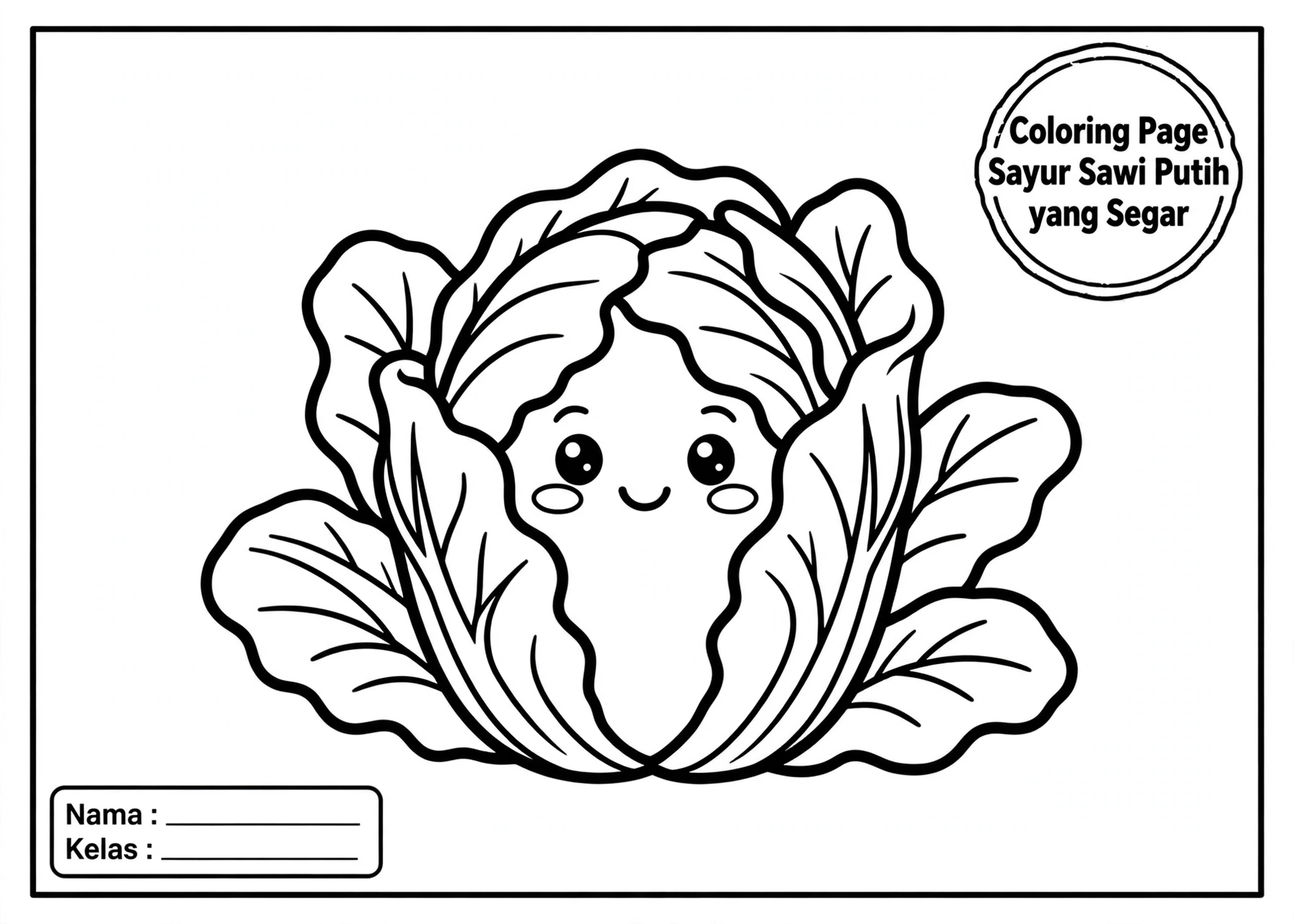 Coloring Page Sayur Sawi Putih yang Segar 5Y