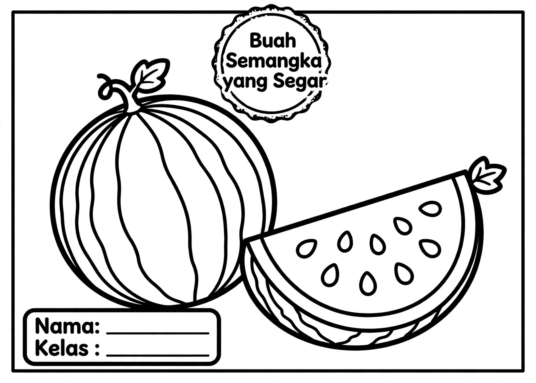 Coloring Page Buah Semangka yang Segar 4 Coloring Page Semangka PG 1