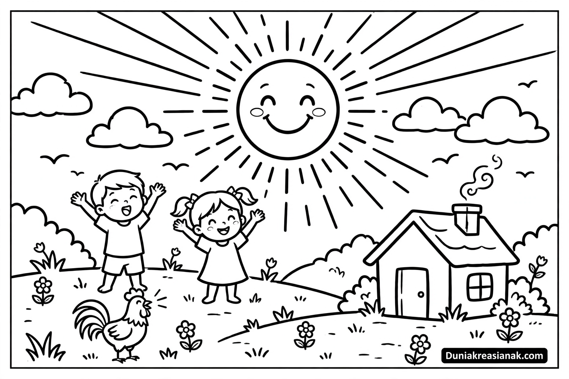 Coloring Page Senyum Mentari Pagi