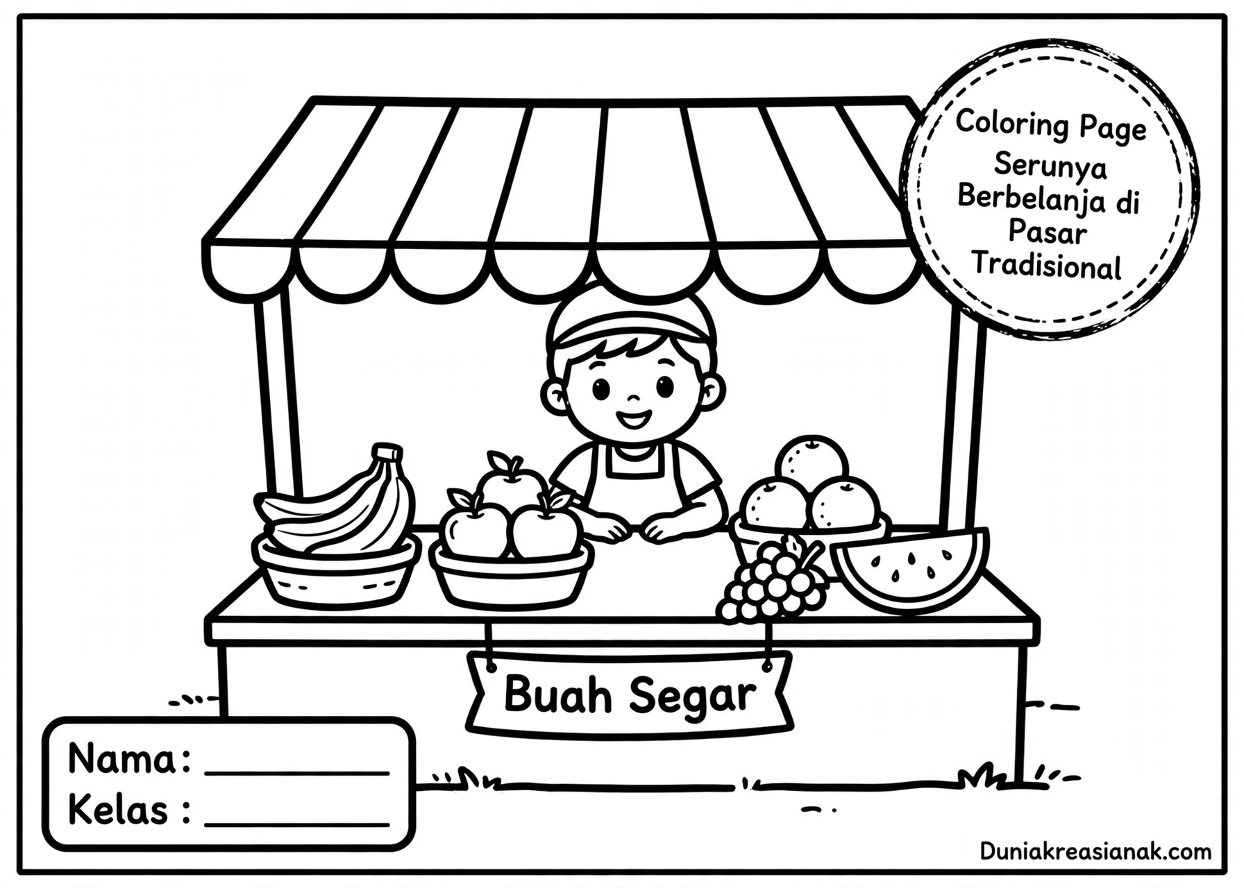 Coloring Page Serunya Berbelanja di Pasar Tradisional 4Y