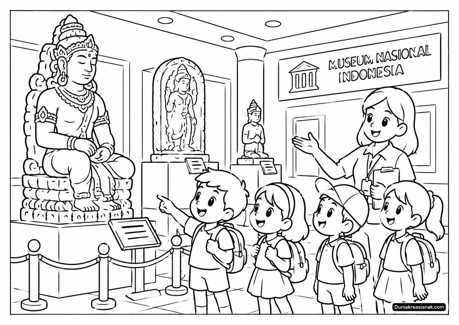 Coloring Page Serunya Berkunjung ke Museum Arca