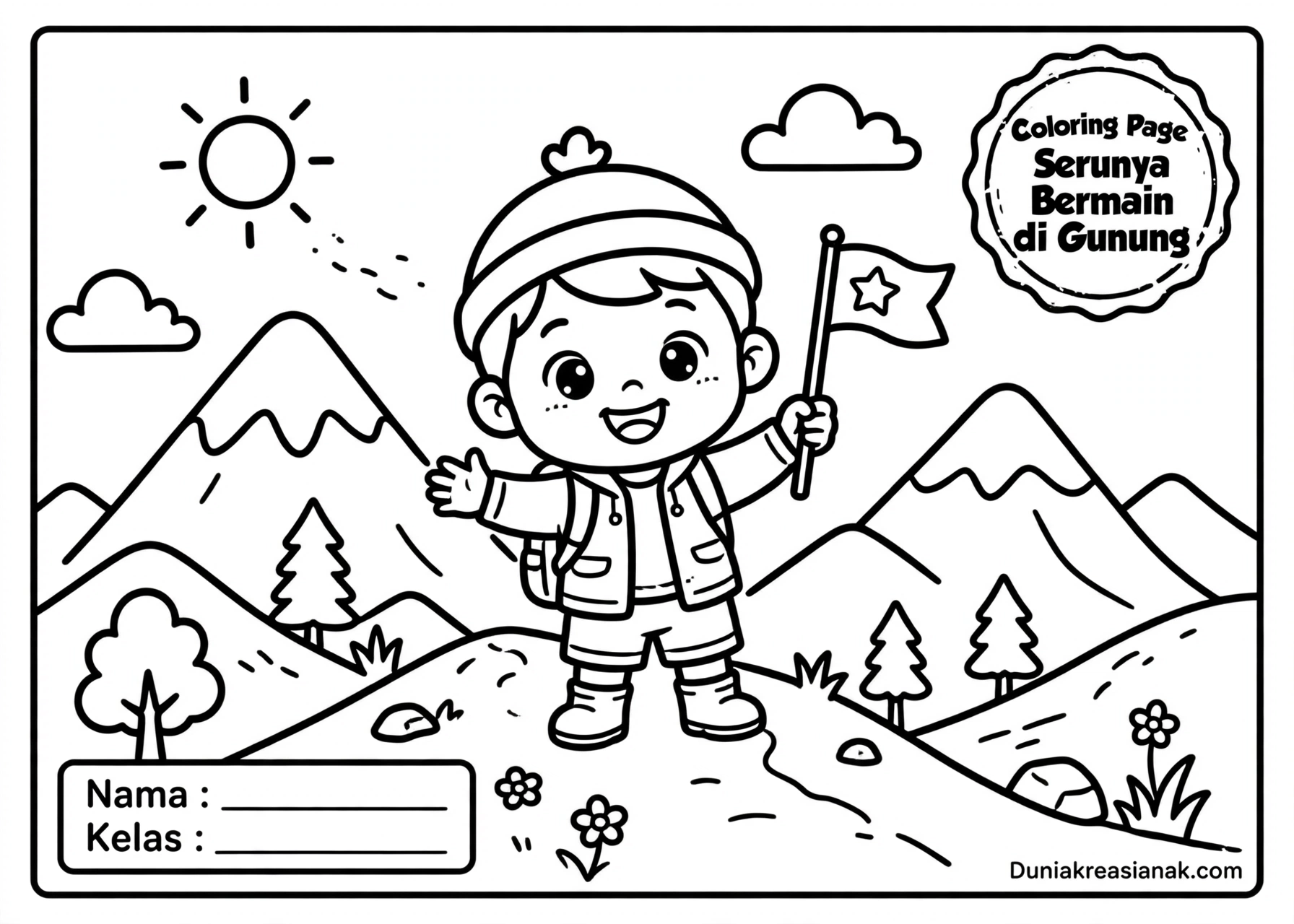 Coloring Page Serunya Bermain di Gunung 5Y