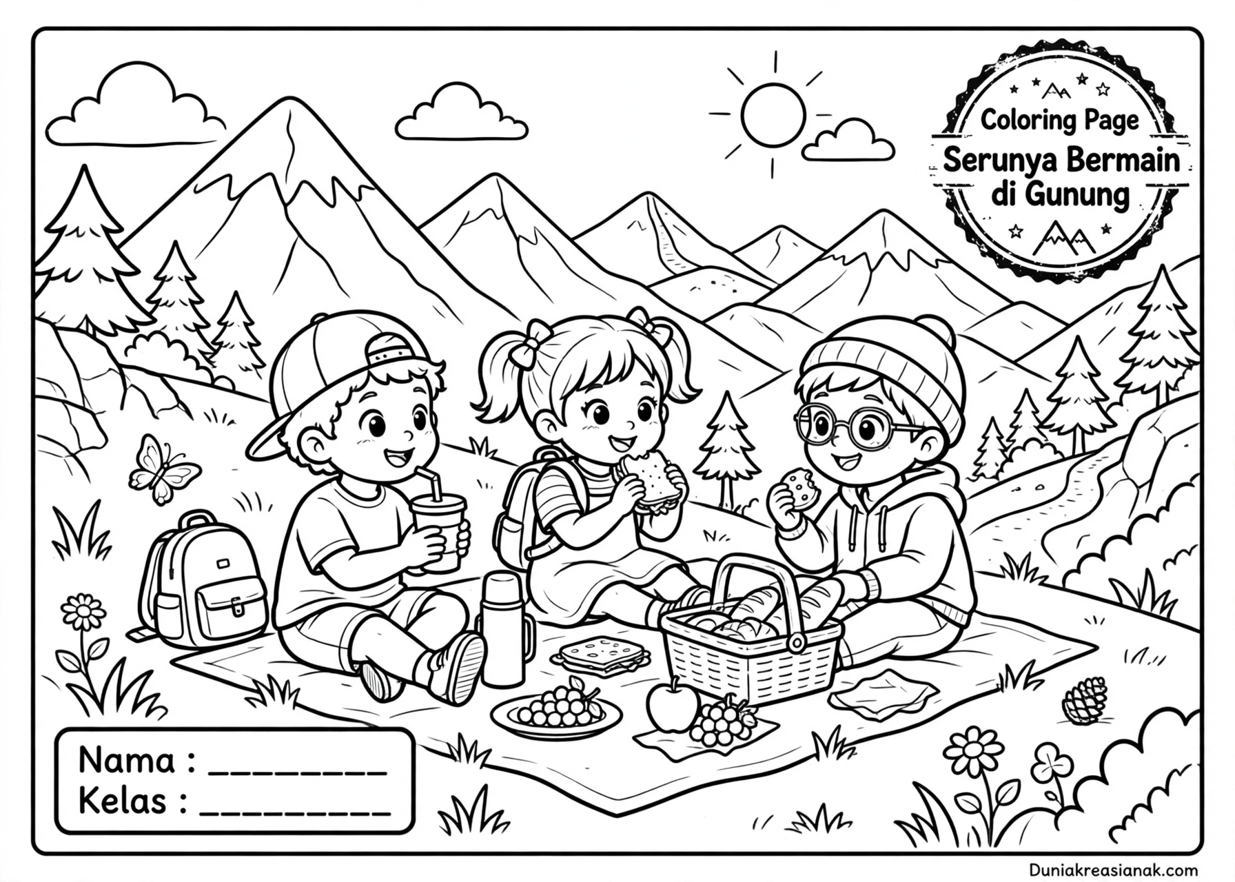 Coloring Page Serunya Bermain di Gunung 6Y