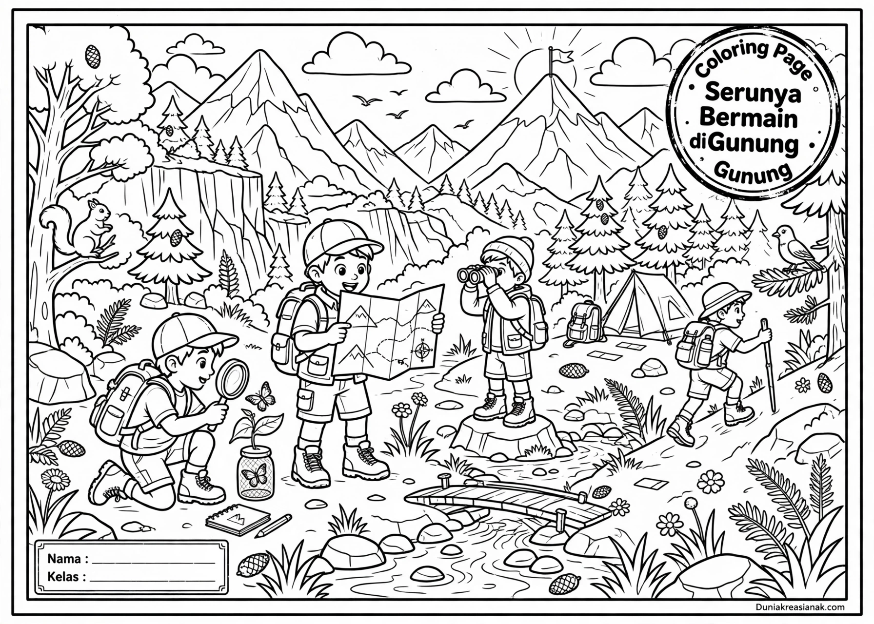 Coloring Page Serunya Bermain di Gunung 7Y
