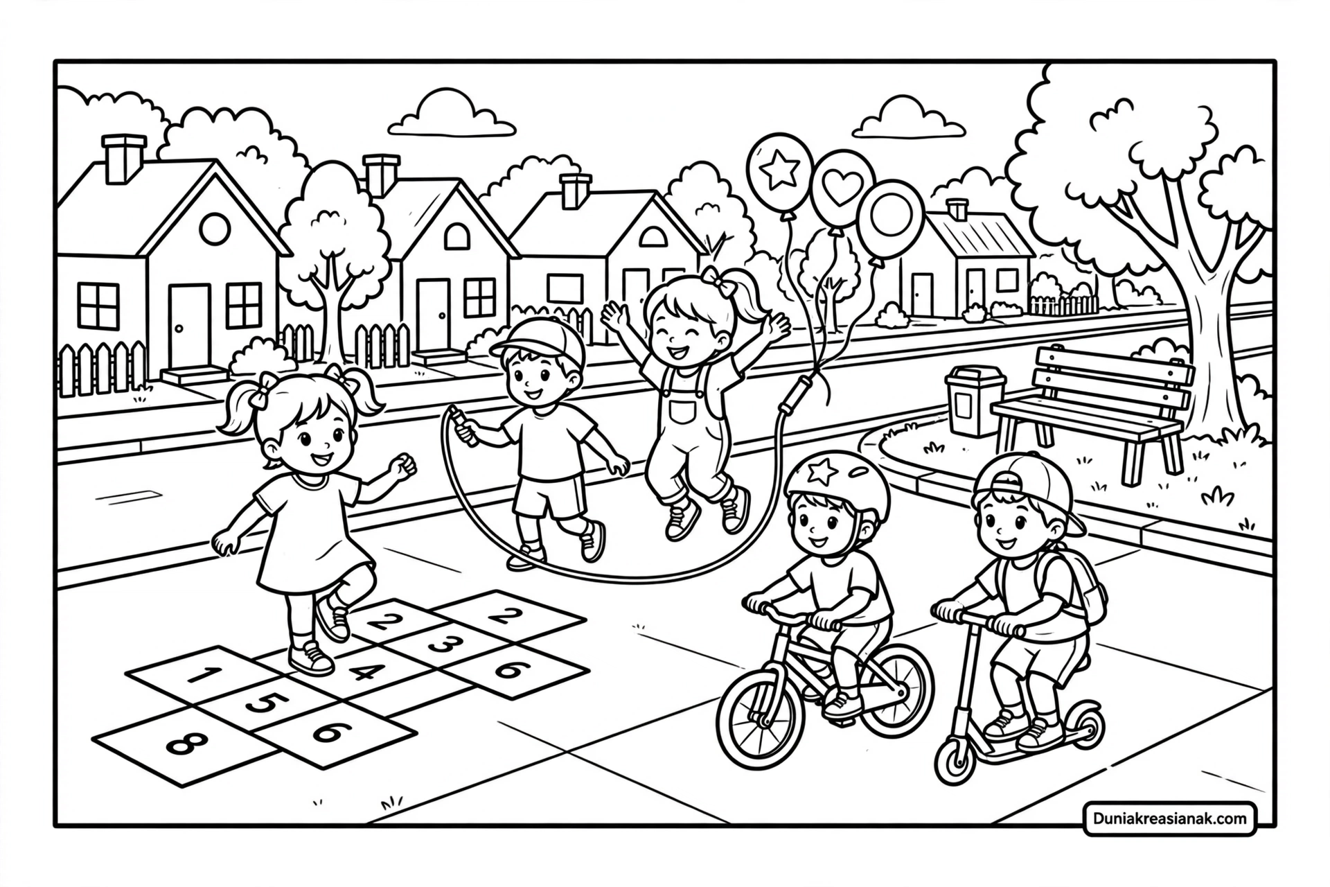 Coloring Page Serunya Bermain di Trotoar Bersama Teman 2 Coloring Page Serunya Bermain di Trotoar Bersama Teman
