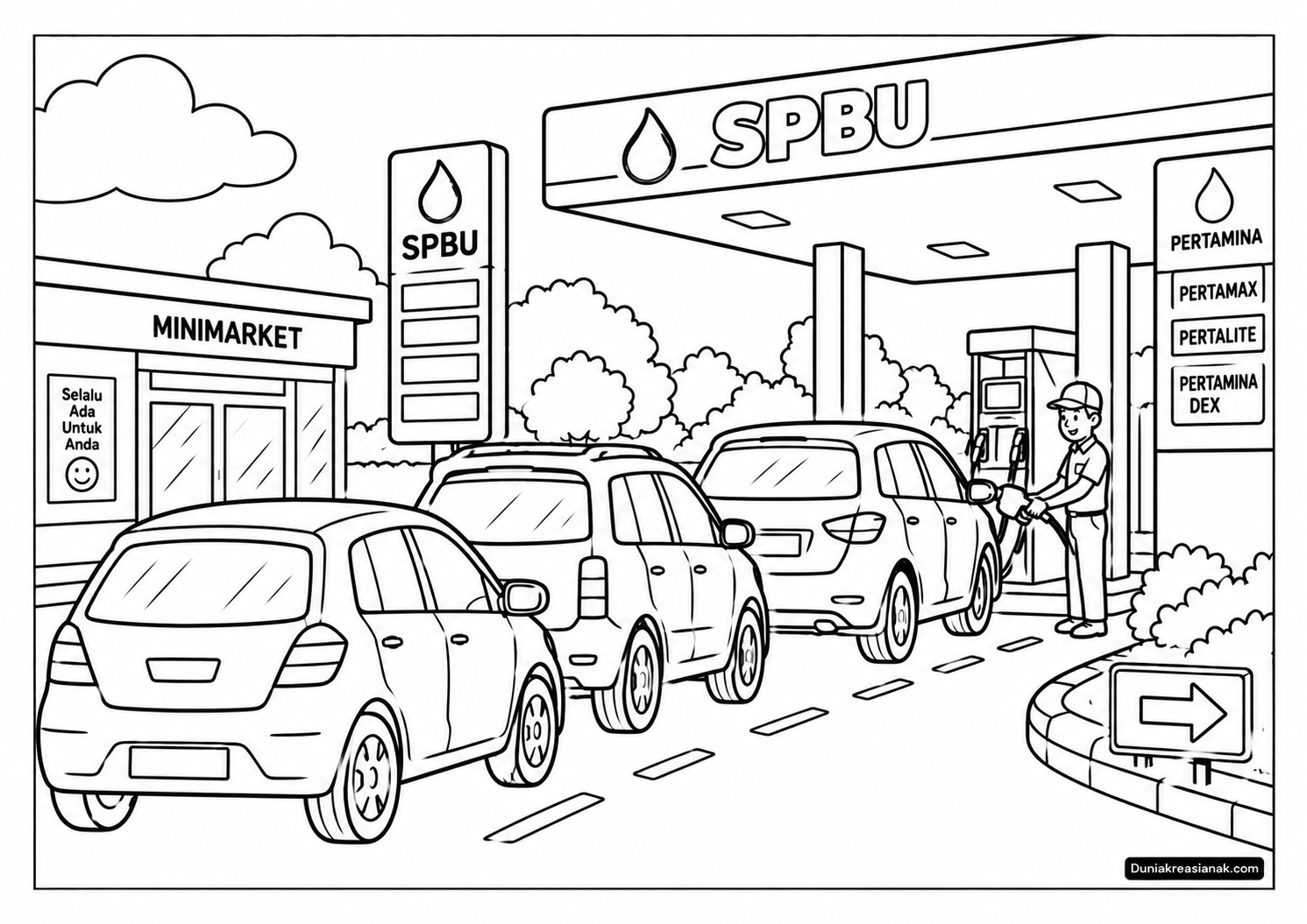 Coloring Page Serunya Mobil Antre Mengisi Bensin 3 Coloring Page Serunya Mengisi Bensin
