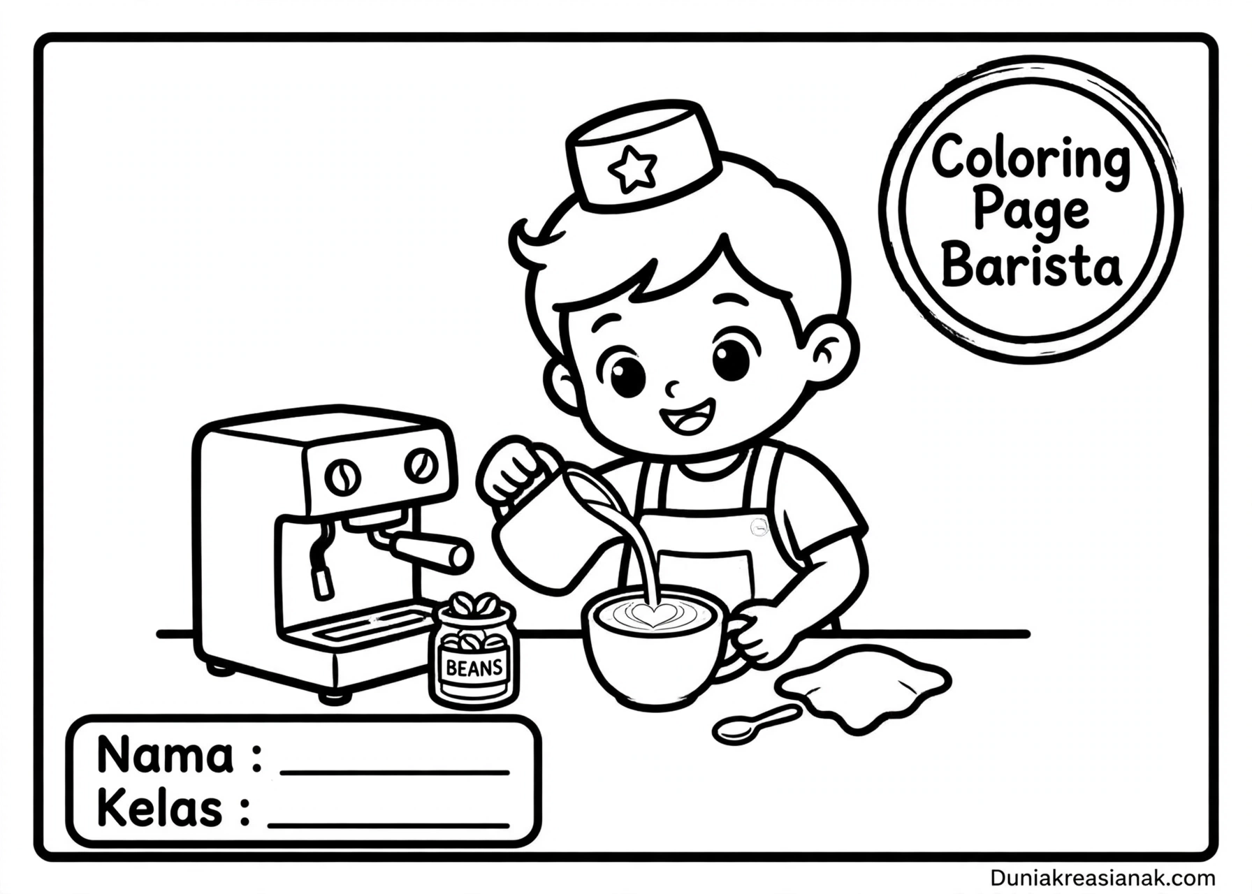 Coloring Page Serunya Menjadi Barista 5Y