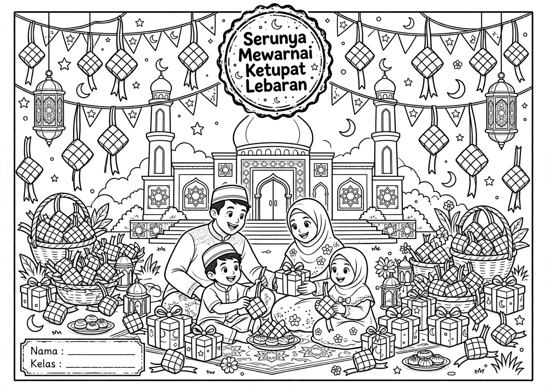 Coloring Page Serunya Mewarnai Ketupat Lebaran 3 Coloring Page Serunya Mewarnai Ketupat Lebaran SD