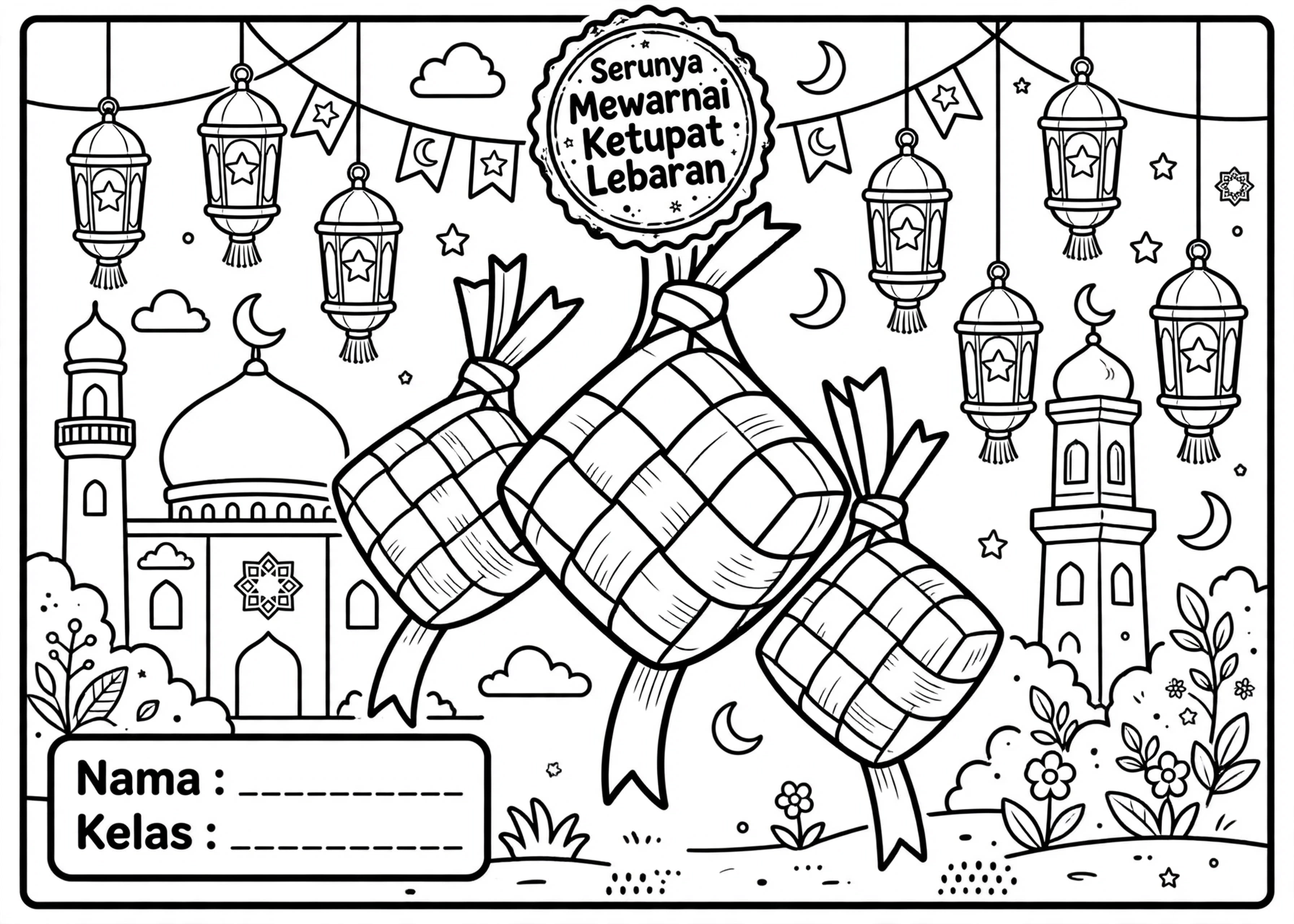 Coloring Page Serunya Mewarnai Ketupat Lebaran 2 Coloring Page Serunya Mewarnai Ketupat Lebaran TK