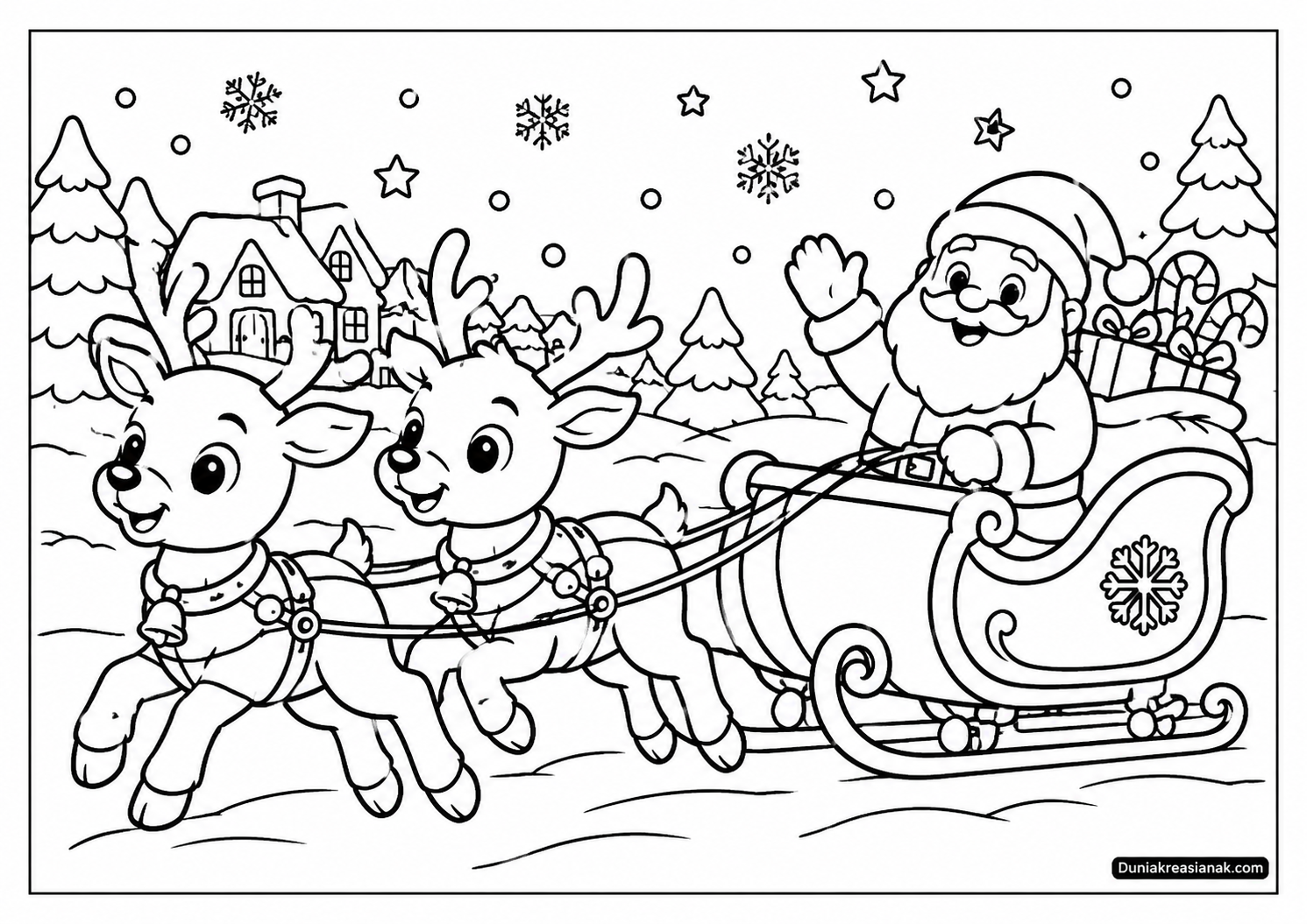 Coloring Page Serunya Rusa Kutub Menarik Kereta Santa 2 Coloring Page Serunya Rusa Kutub Menarik Kereta Santa