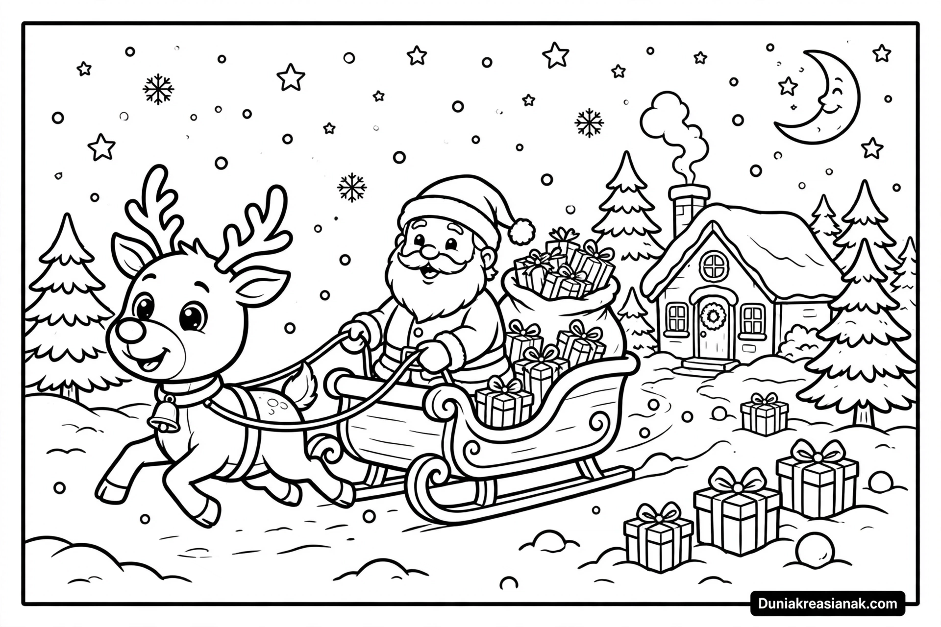 Coloring Page Serunya Rusa Kutub Menarik Kereta Santa 3 Coloring Page Serunya Rusa Kutub dan Kereta Santa