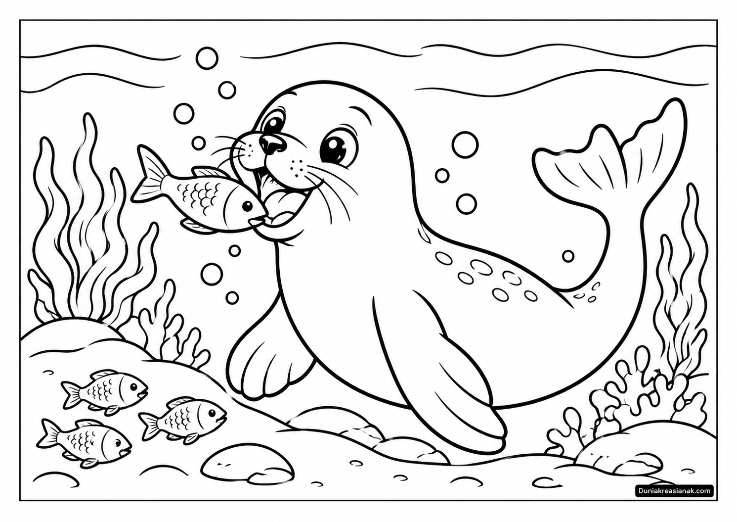 Coloring Page Si Singa Laut Ceria Menikmati Ikan 2 Coloring Page Si Singa Laut Ceria