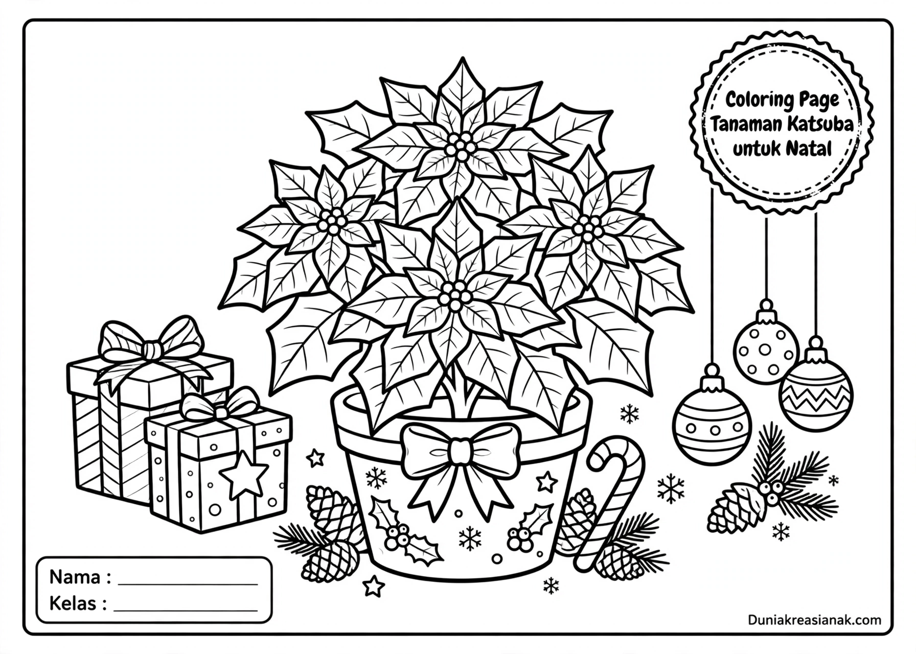Coloring Page Tanaman Katsuba untuk Natal 6Y