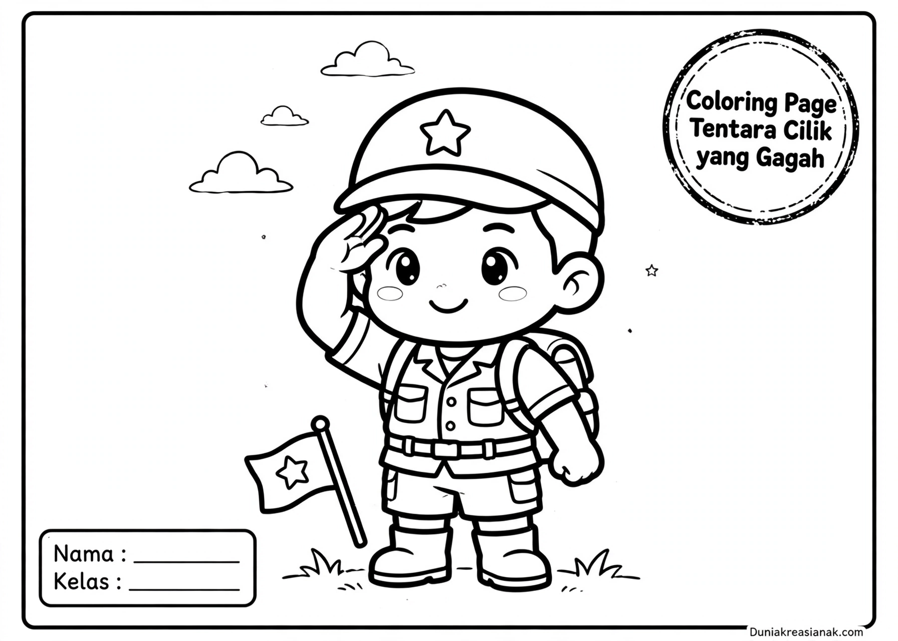 Coloring Page Tentara Cilik yang Gagah 5Y