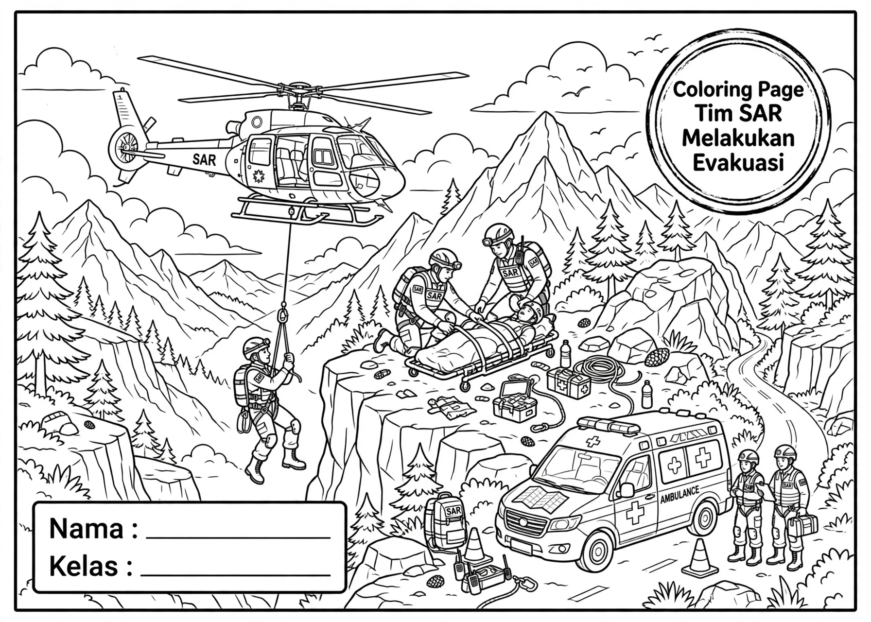 Coloring Page Tim SAR Melakukan Evakuasi 4 Coloring Page Tim SAR Melakukan Evakuasi 7Y