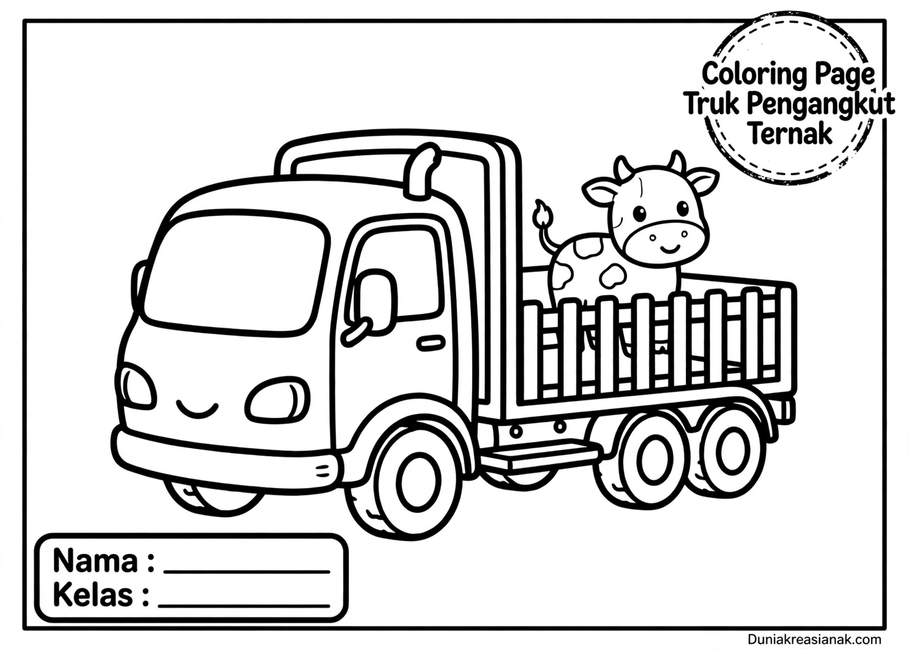 Coloring Page Truk Pengangkut Ternak 5Y