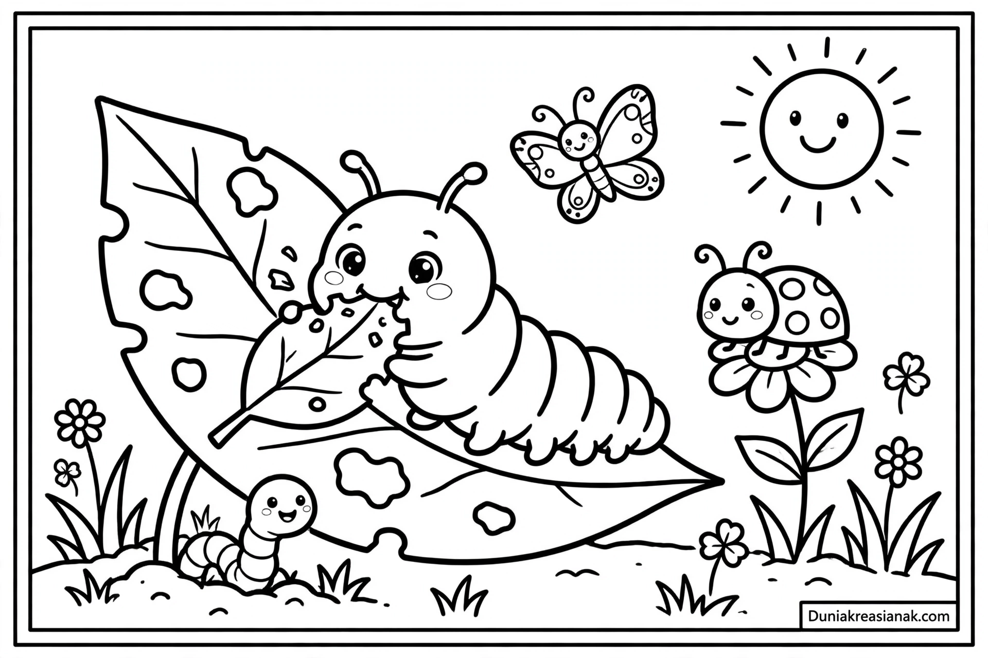 Coloring Page Ulat Makan Daun 2 Coloring Page Ulat Sarapan Makan Daun