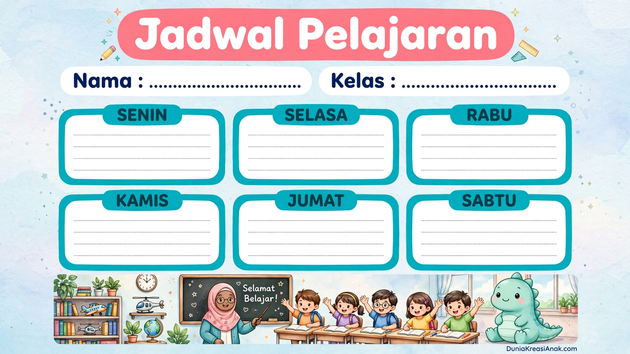 Jadwal Pelajaran Anak Keren & Siap Cetak, Tinggal Print!