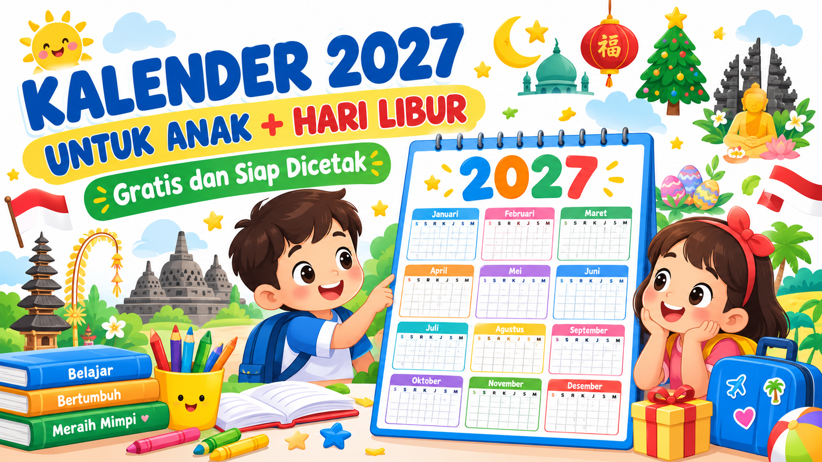 Kalender 2027 untuk Anak Hari Libur – Gratis dan Siap Dicetak