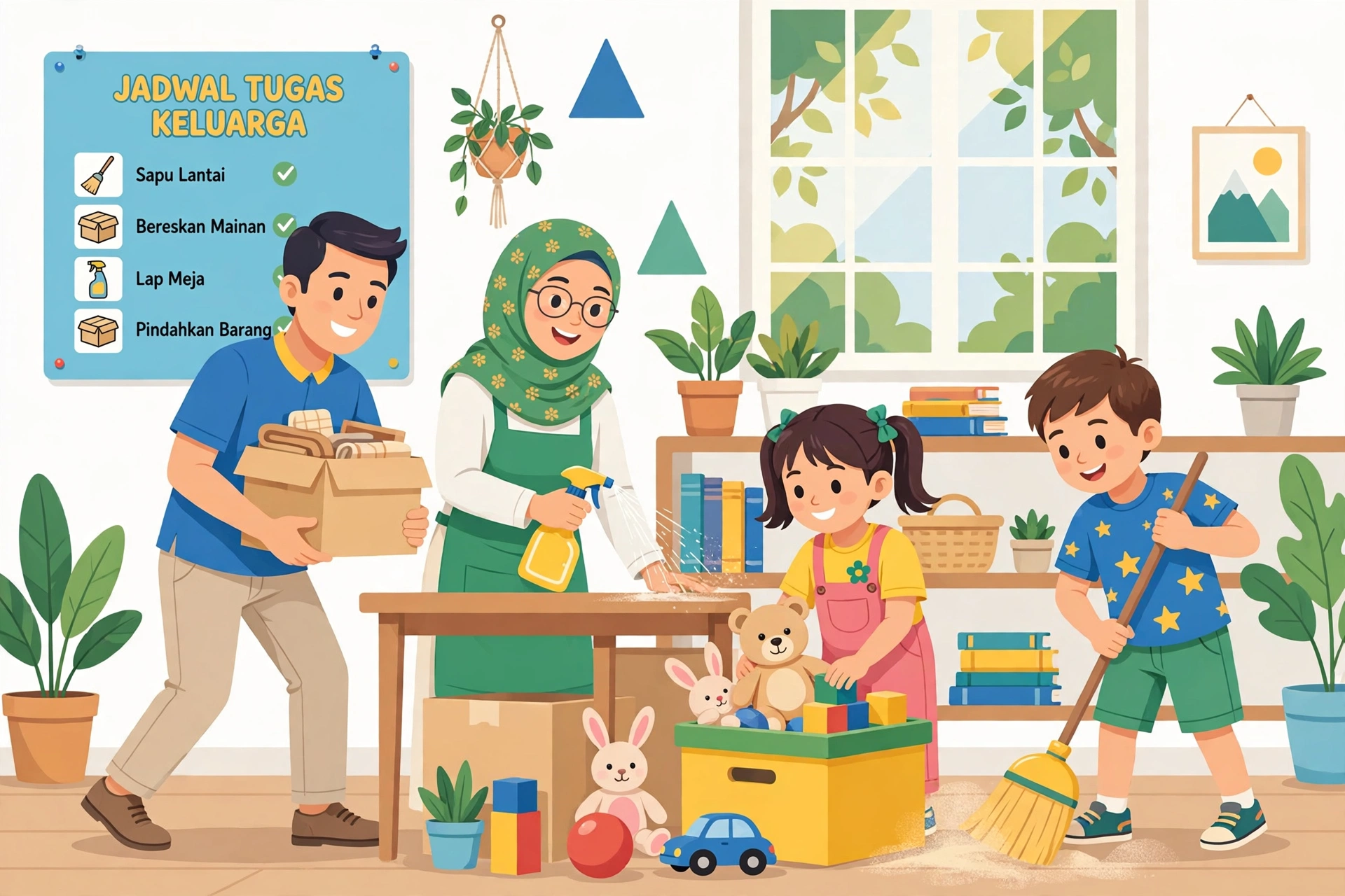 Membiasakan Anak Merapikan dan Membersihkan Kamarnya Sendiri 3 Melibatkan Anak Gotong Royong Bersih Bersih Rumah