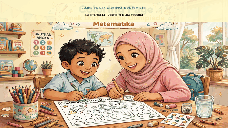 coloring page anak ikut lomba olimpiade matematika featured