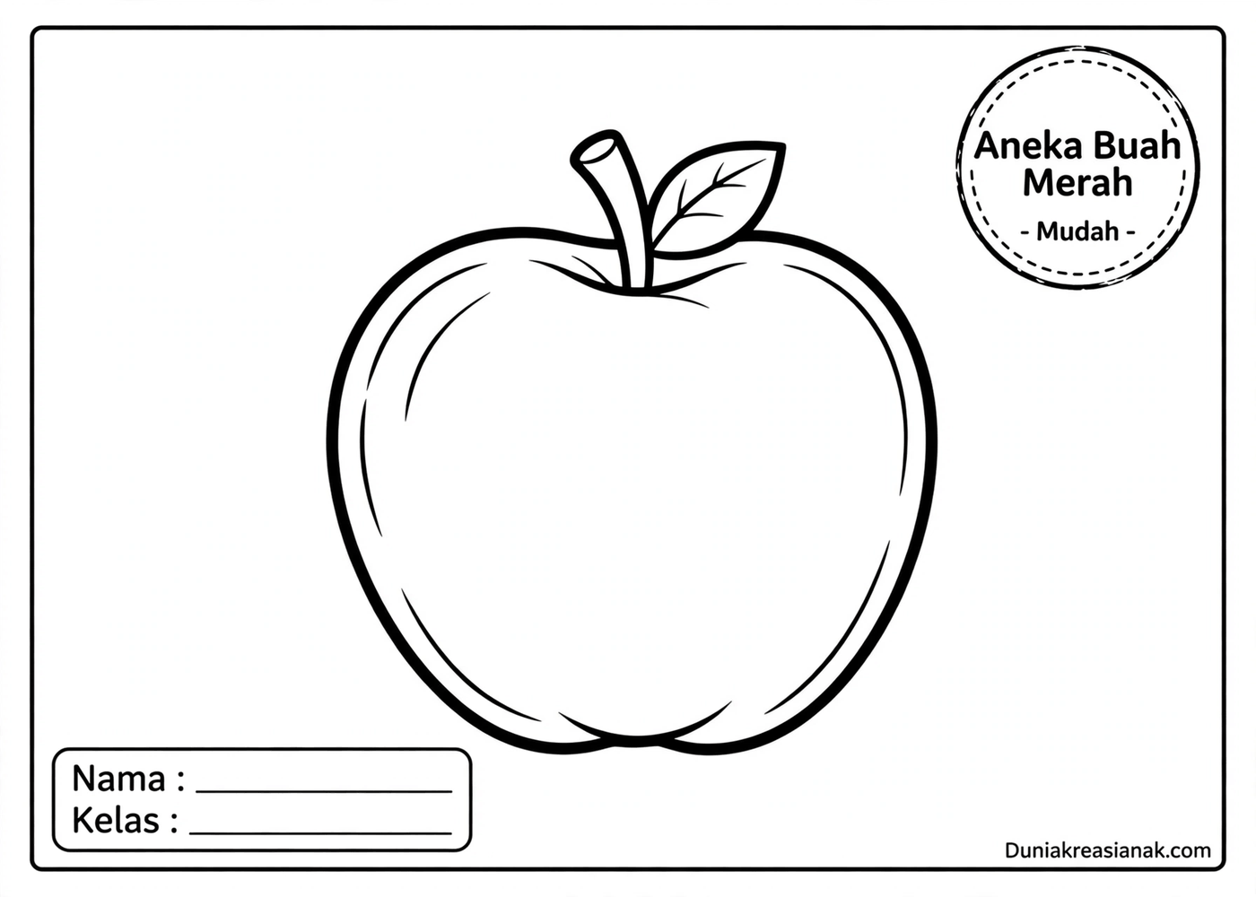 coloring page aneka buah berwarna merah mudah