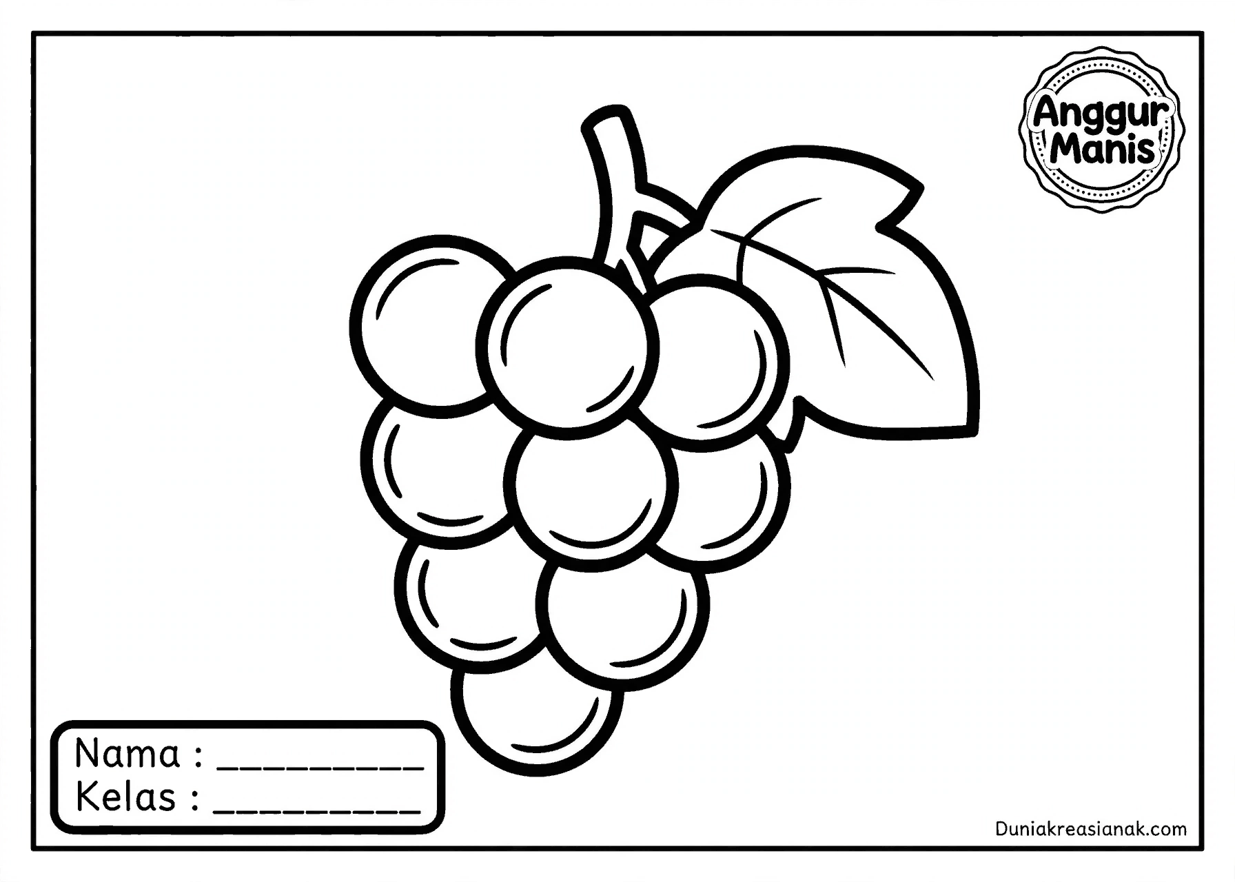 coloring page anggur manis level mudah