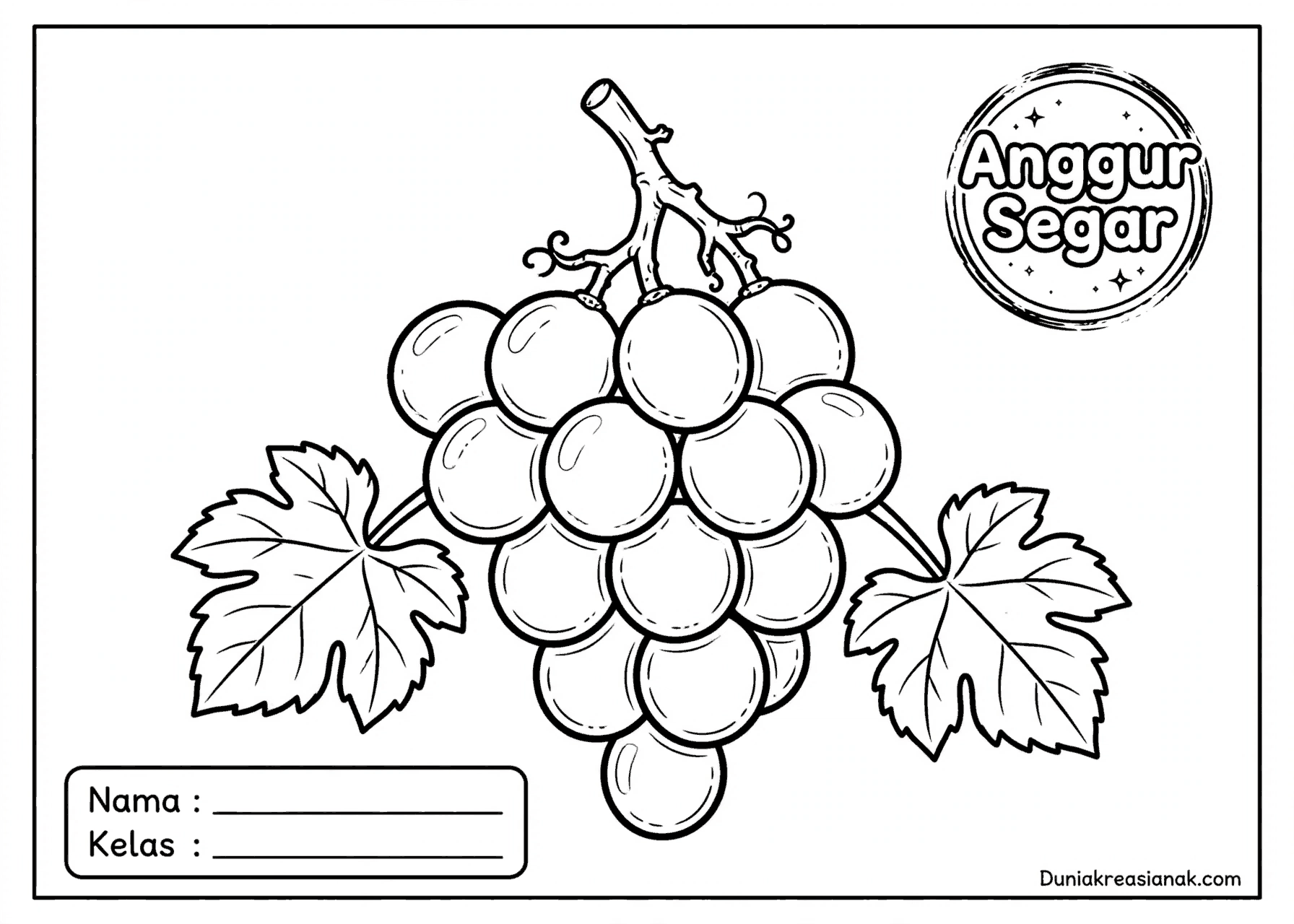 coloring page anggur manis segar sedang