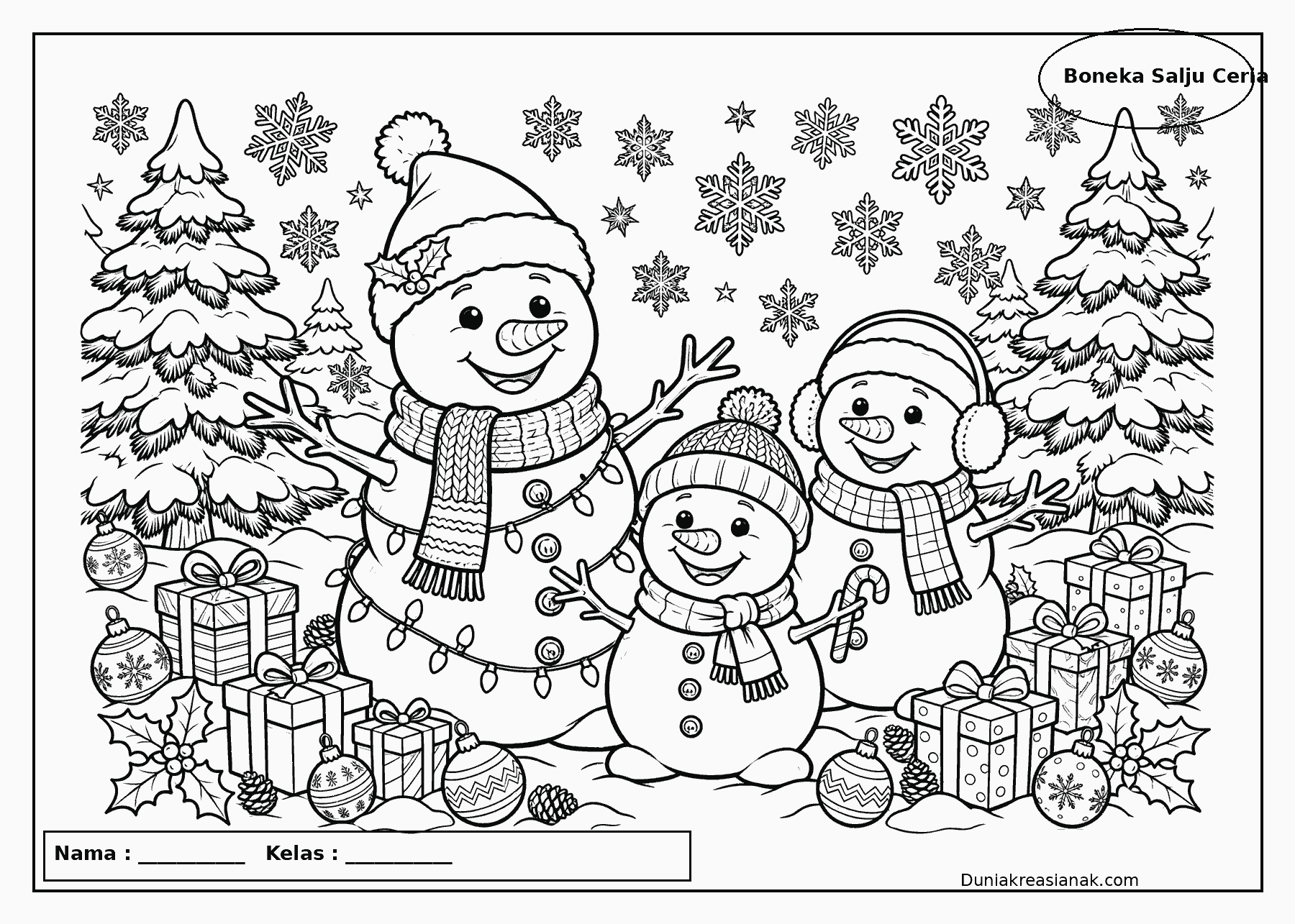 Coloring Page Boneka Salju Ceria Saat Natal 4 coloring page boneka salju ceria saat natal level detail